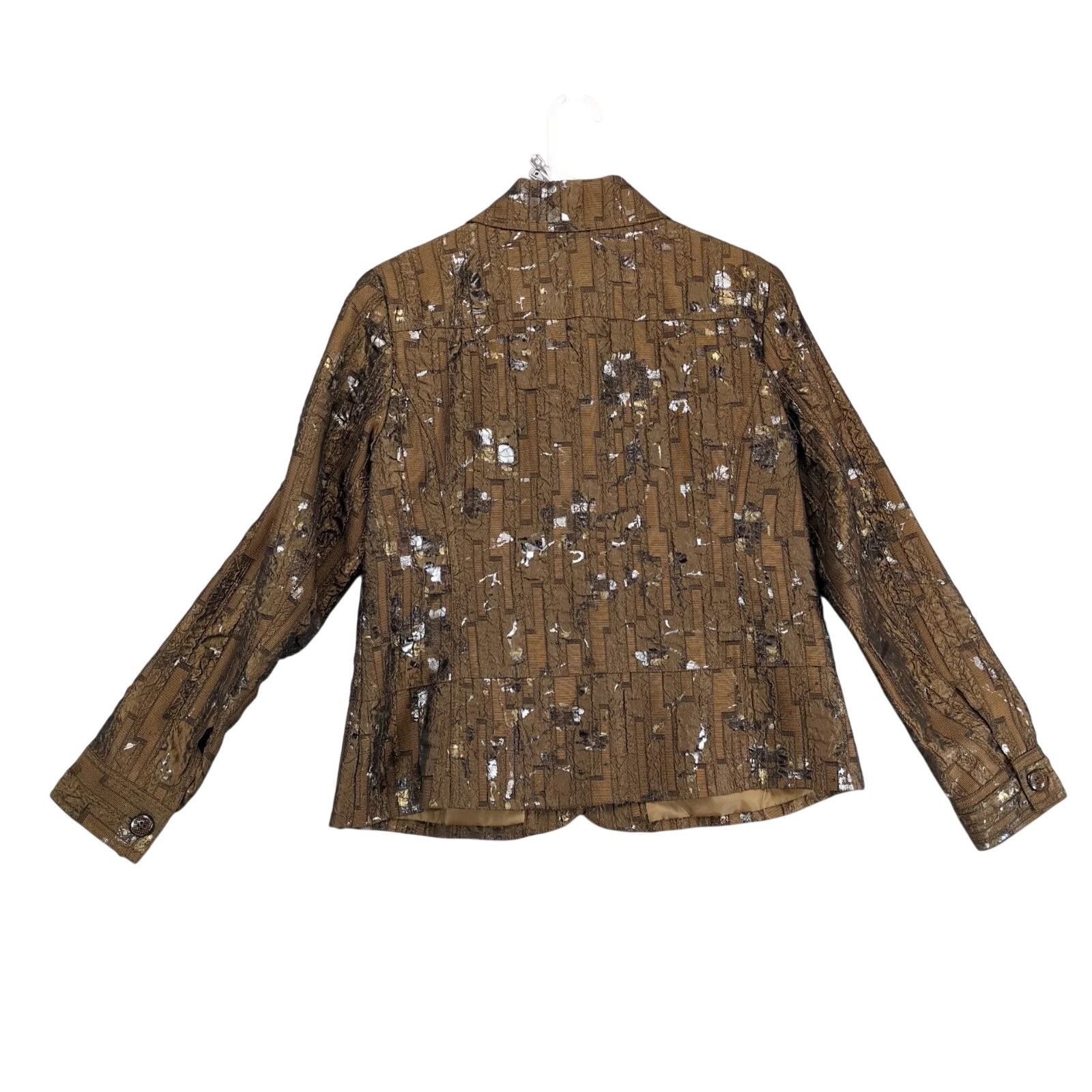 Other Erin Jacket Womens M Brown Textured Metallic Button Collared Size M / US 6-8 / IT 42-44 - 3 Thumbnail