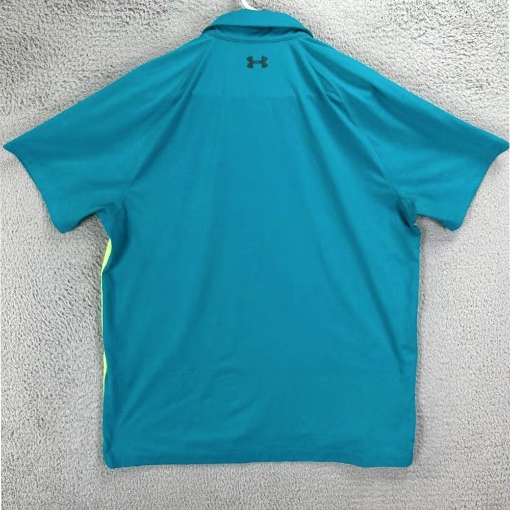 Under Armour Under Armour Heat Gear Golf Polo Shirt XL Green Blue Colorblock Rugby Mens Size US XL / EU 56 / 4 - 2 Thumbnail