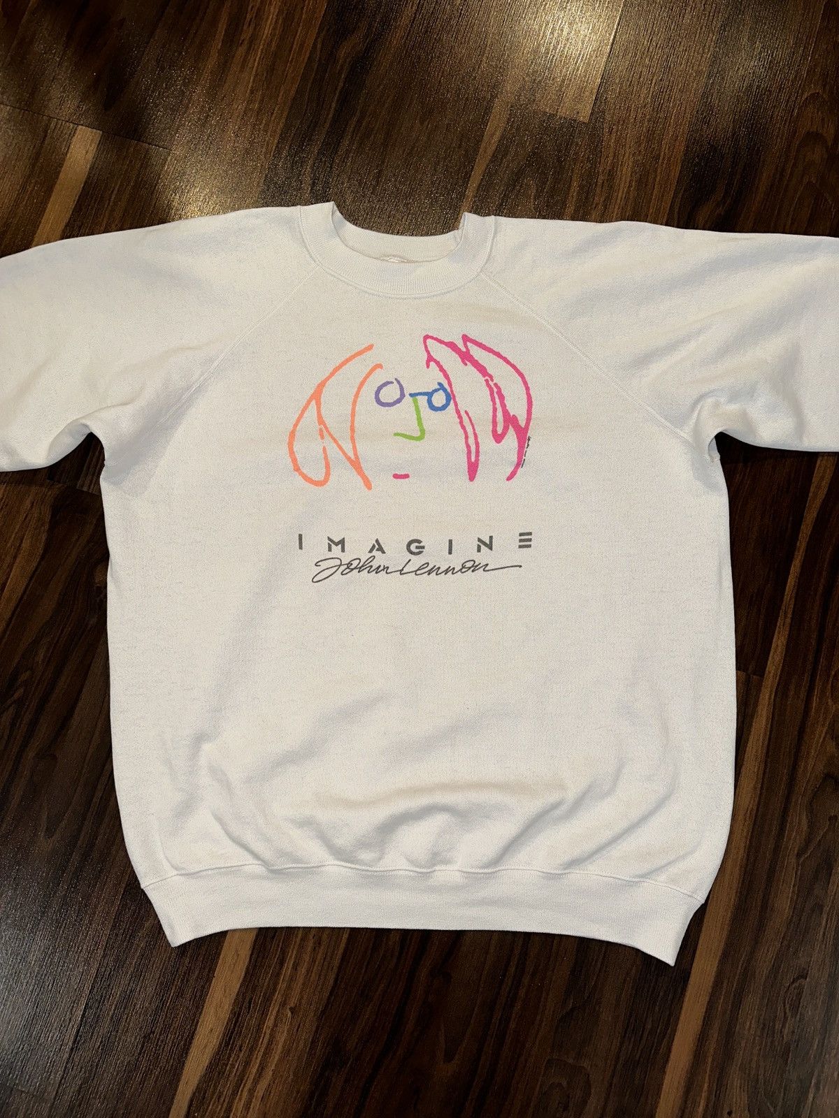 Vtg 80s JOHN LENNON Imagine Pop Art Logo Sweater