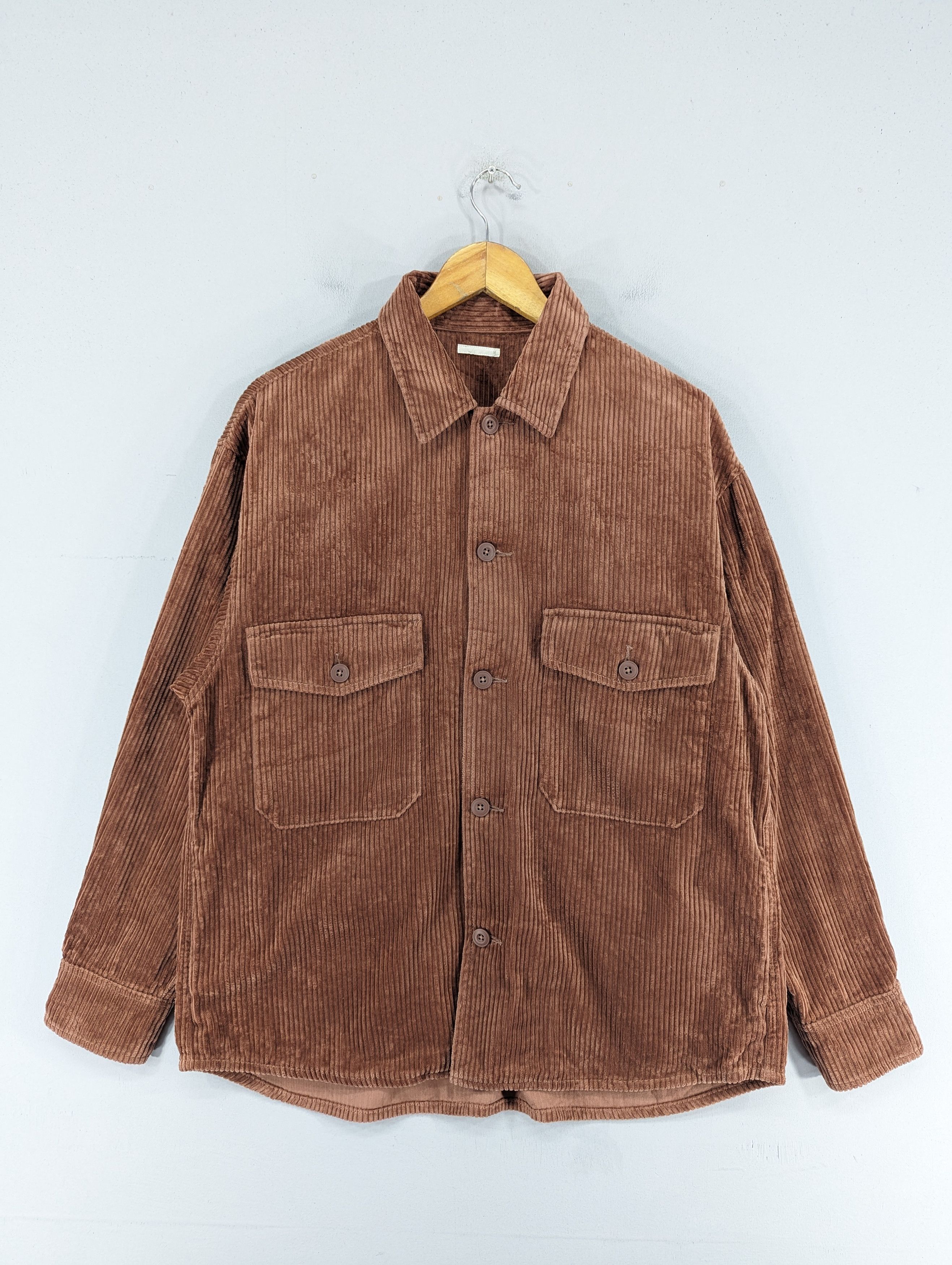 image of Flannel x Gu Uniqlo Corduroy Double Pocket Shirt Jacket, Men's (Size Medium)