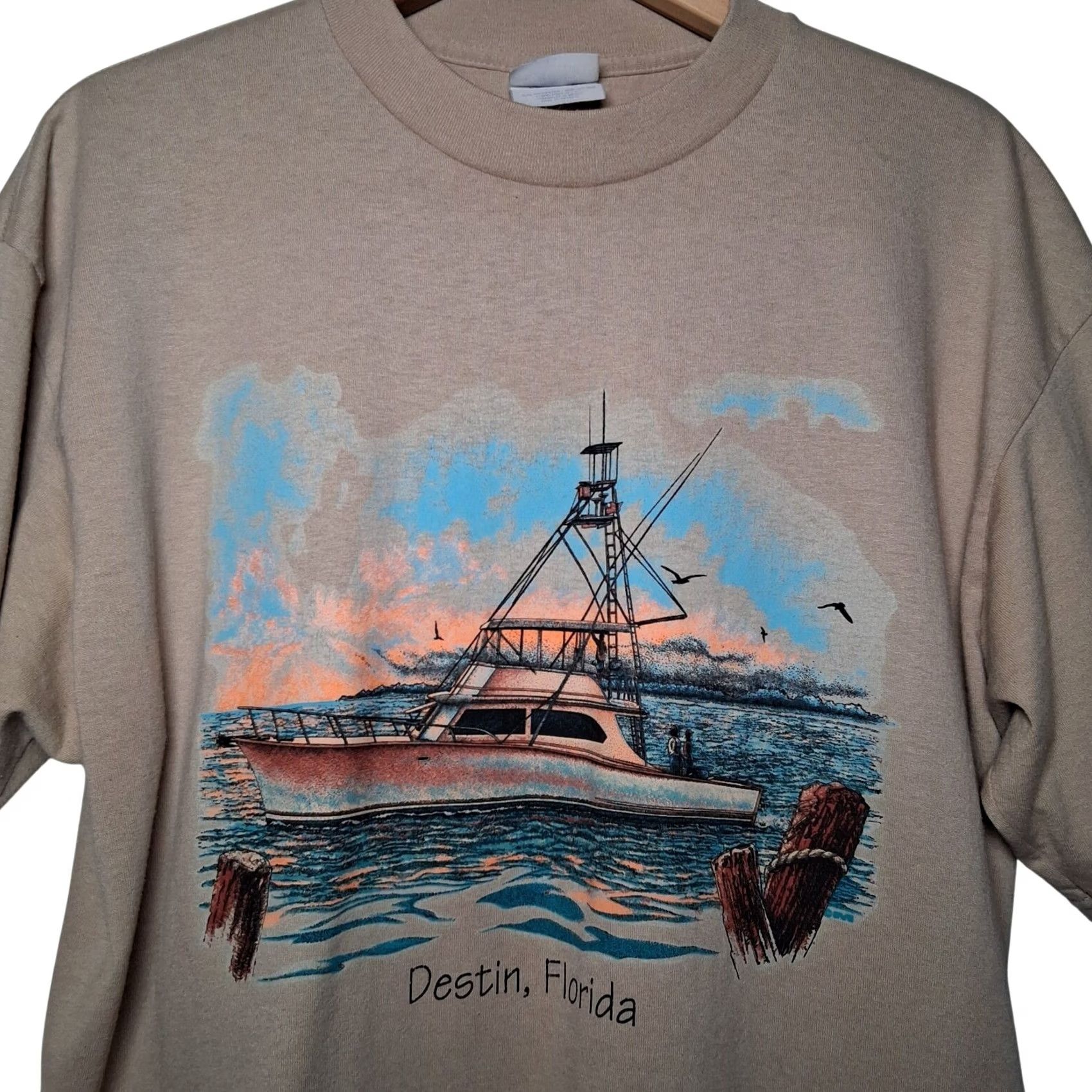 Vintage VINTAGE Destin Florida Shirt XL Fishing Boat Ocean Sunset Nautical Distressed Size US XL / EU 56 / 4 - 2 Thumbnail