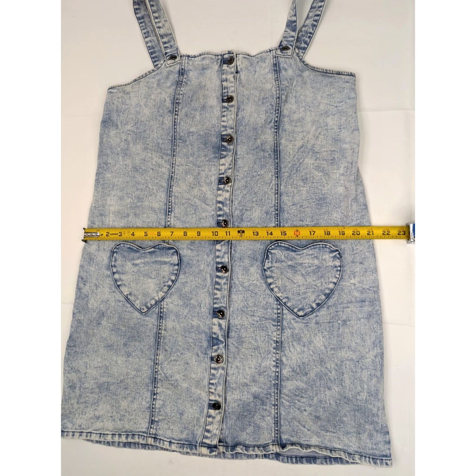 Hot Topic VINTAGE? No. BlackHeart Hot Topic Denim Overall Skirt Women XL Light Wash Button Long Skirt Size 40" / US 18 - 6 Thumbnail