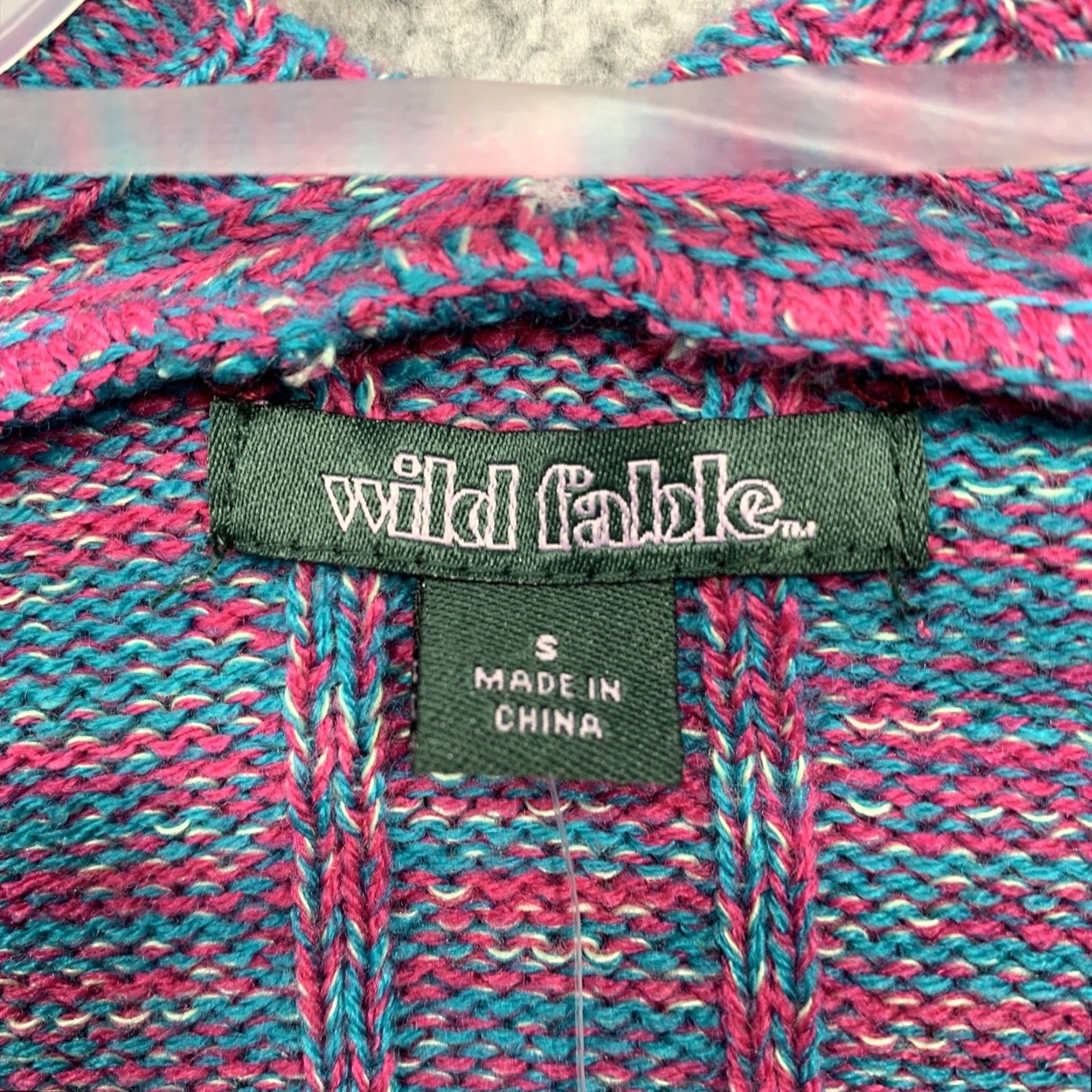 Vintage VINTAGE? No, not vintage. Wild Fable Cropped Sweater Women’s S Pink Turquoise White Open Front NWT Size S / US 4 / IT 40 - 6 Thumbnail