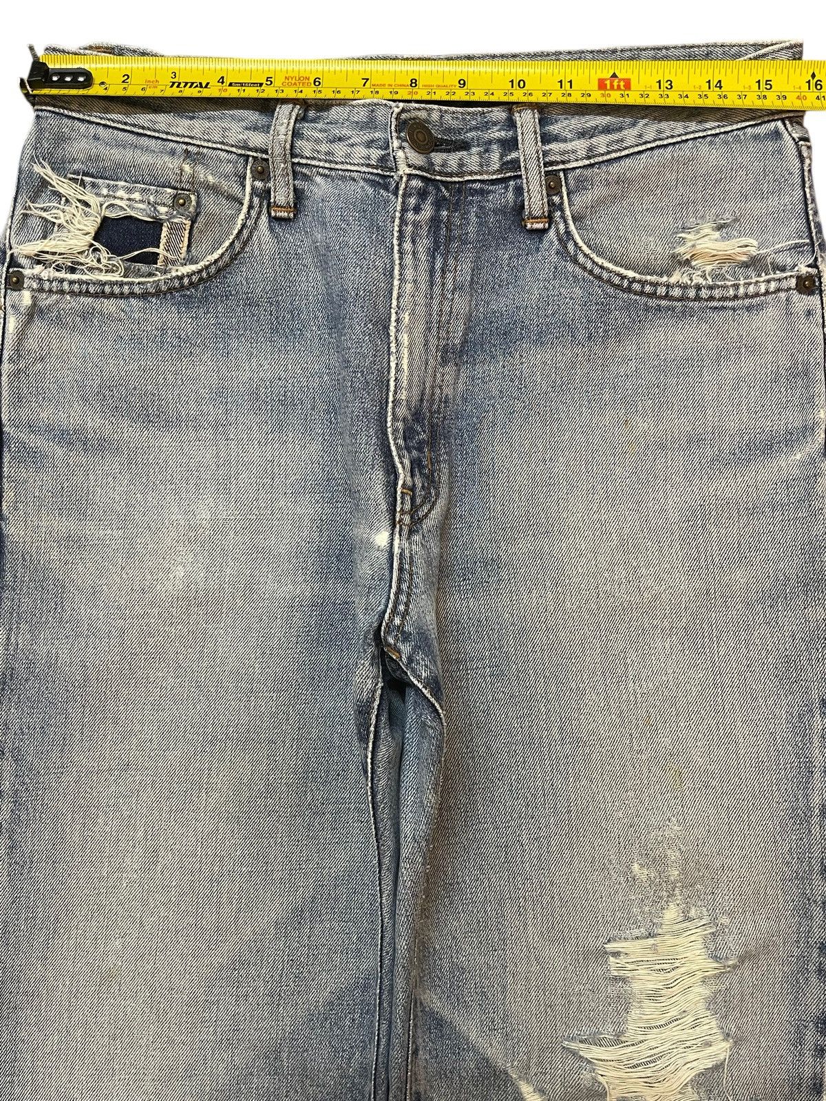 Edwin Vintage Edwin 405 Blue Wash Faded Distressed Baggy Jeans Size US 31 - 12 Thumbnail