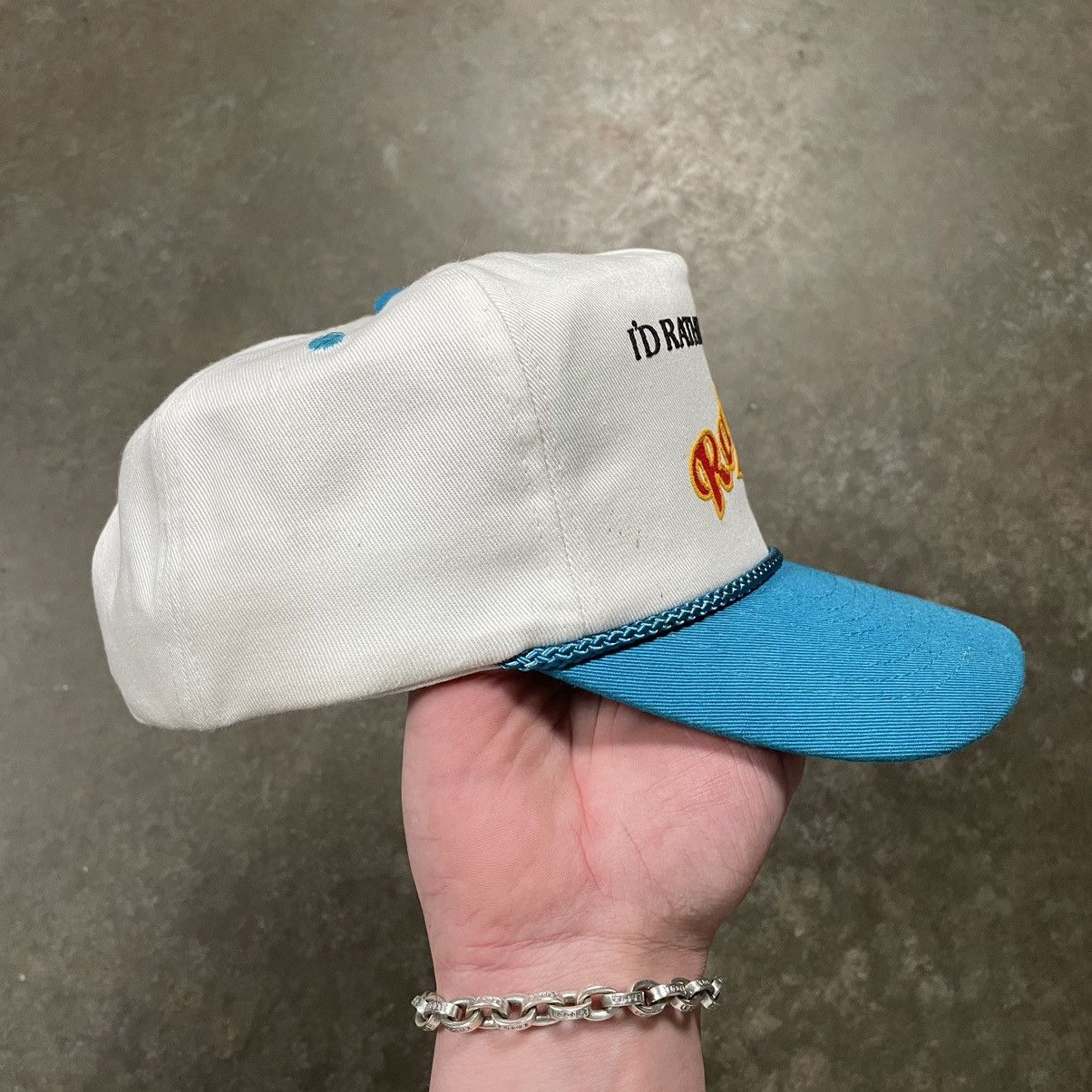 NASCAR × Vintage Vintage 90s “I’d Rather be Racing” Nascar Trucker Hat Funny Size ONE SIZE - 4 Thumbnail