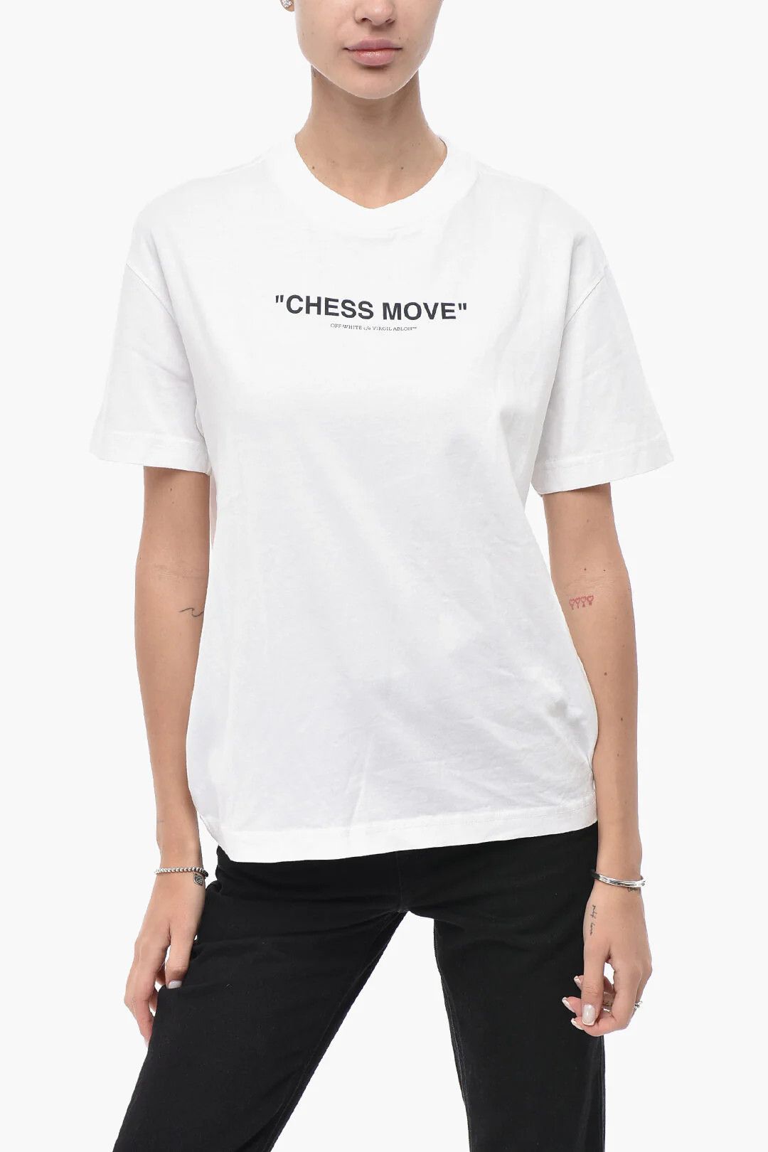 Off-White og1mm0426 Cotton Crewneck T-Shirt in White Size L / US 10 / IT 46 - 1 Thumbnail
