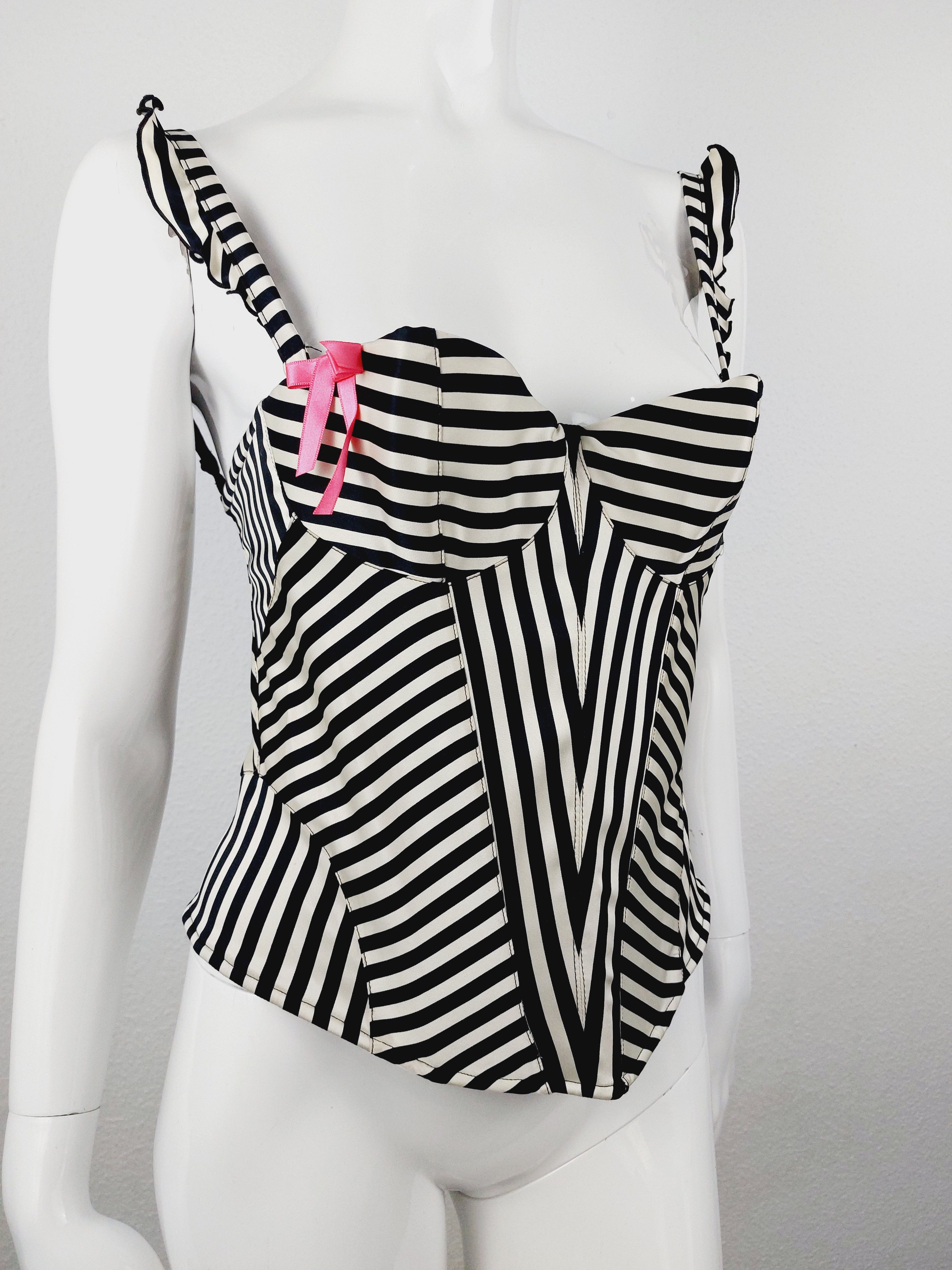 Christian Lacroix Christian Lacroix Zebra Striped Optical Corset Bustier Size M / US 6-8 / IT 42-44 - 1 Thumbnail