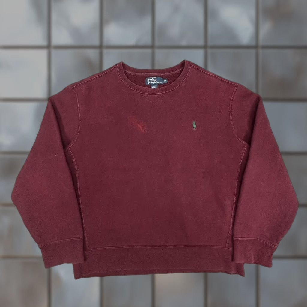Polo Ralph Lauren VINTAGE Polo Ralph Lauren Sweatshirt Men XL Red Burgundy Heavyweight Logo Pony Size US XL / EU 56 / 4 - 1 Thumbnail