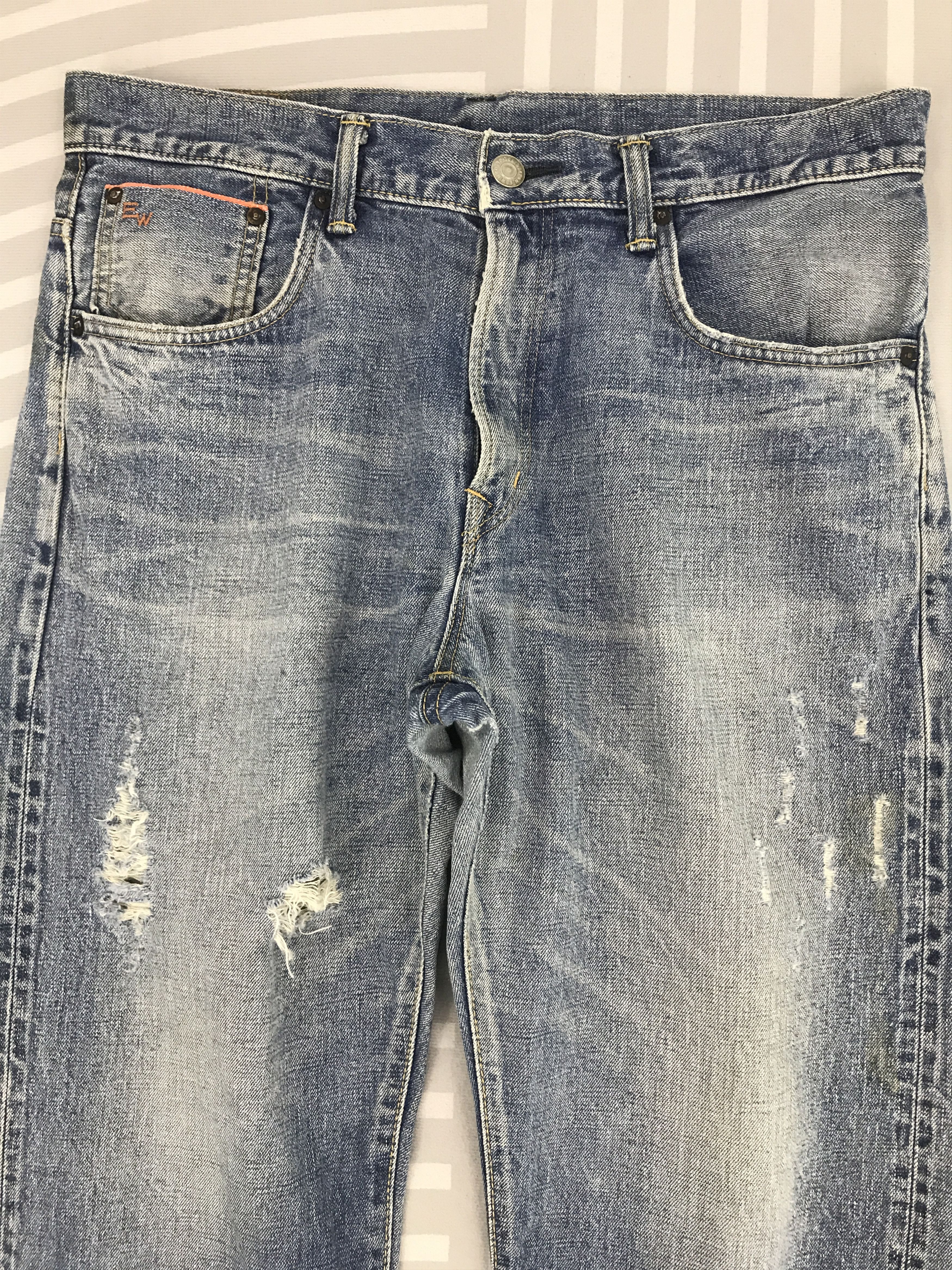 Edwin × Vintage Vtg Edwin Japan style Distressed Denim faded Jeans pants Size US 32 / EU 48 - 2 Thumbnail