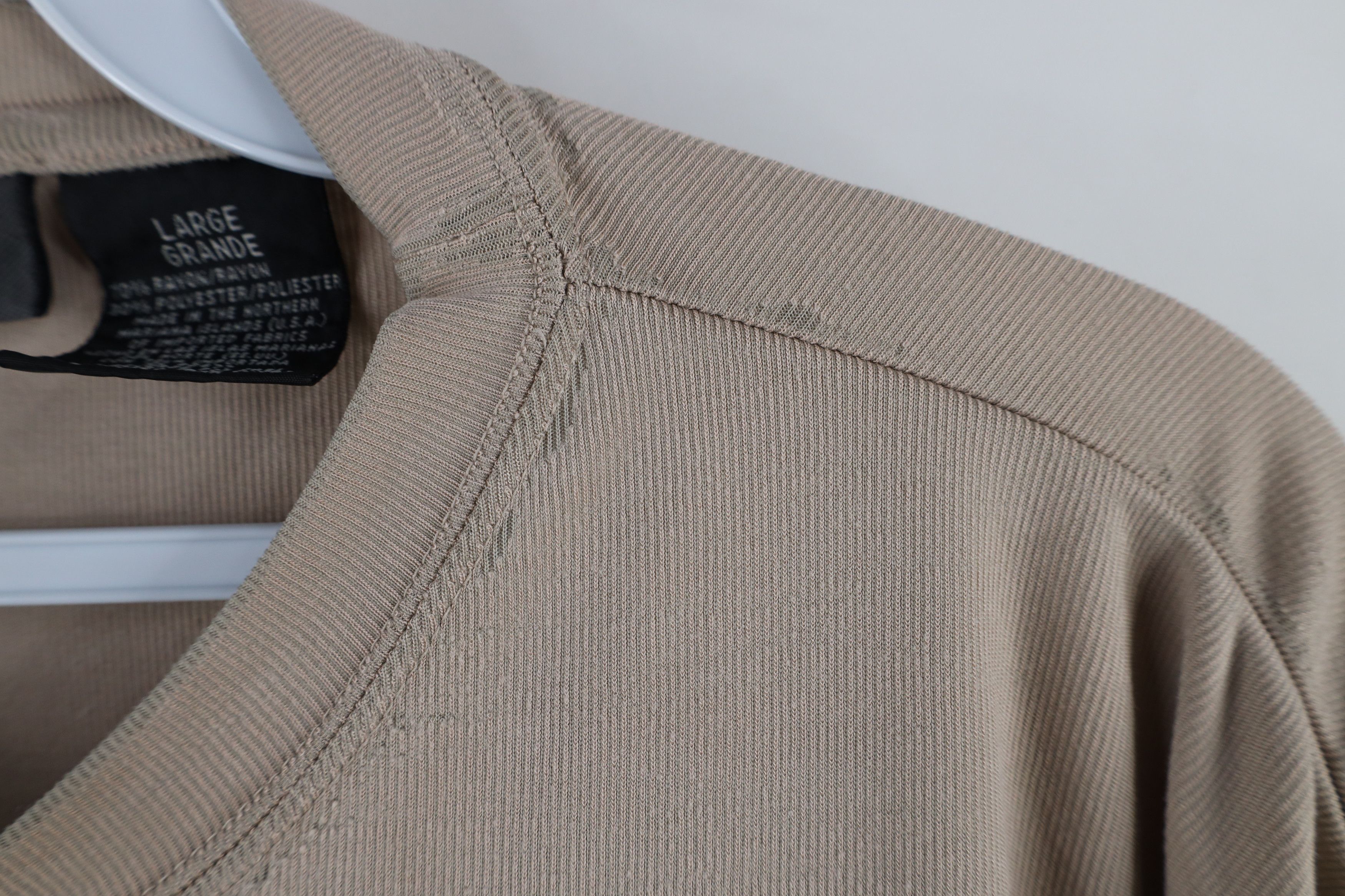 Vintage Vintage 90s Streetwear Blank Ribbed Knit T-Shirt Beige Size US L / EU 52-54 / 3 - 8 Thumbnail
