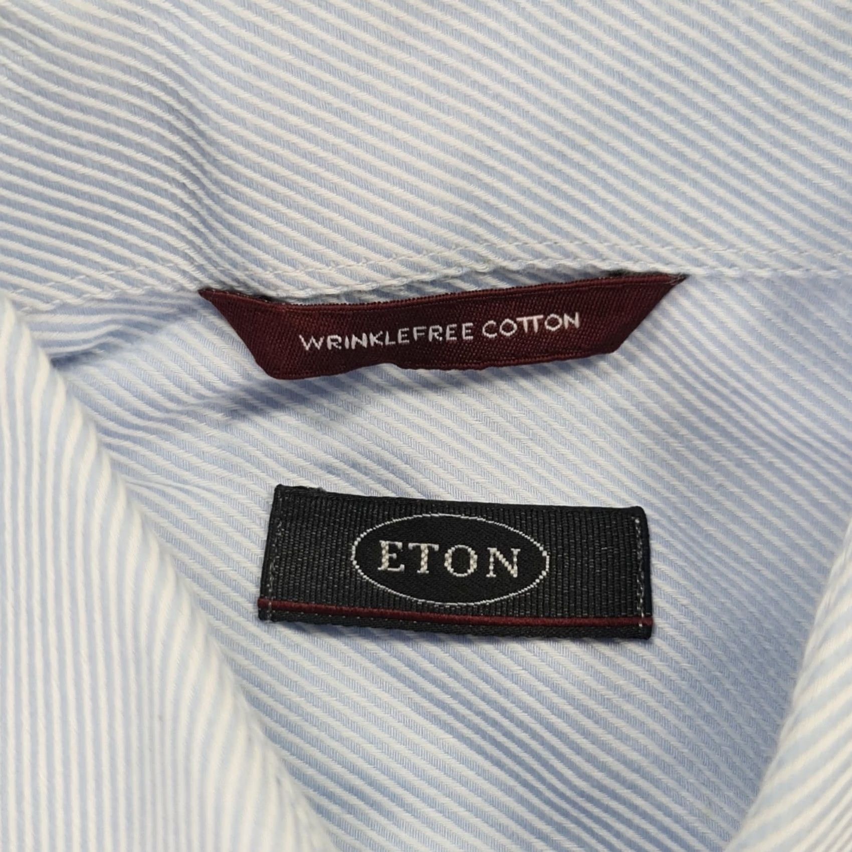 Eton ETON Mens Shirt Blue 15 Diagonal Stripe Wrinkle Free Cotton Button Up Shirt Men 15 N/A Size US M / EU 48-50 / 2 - 4 Thumbnail