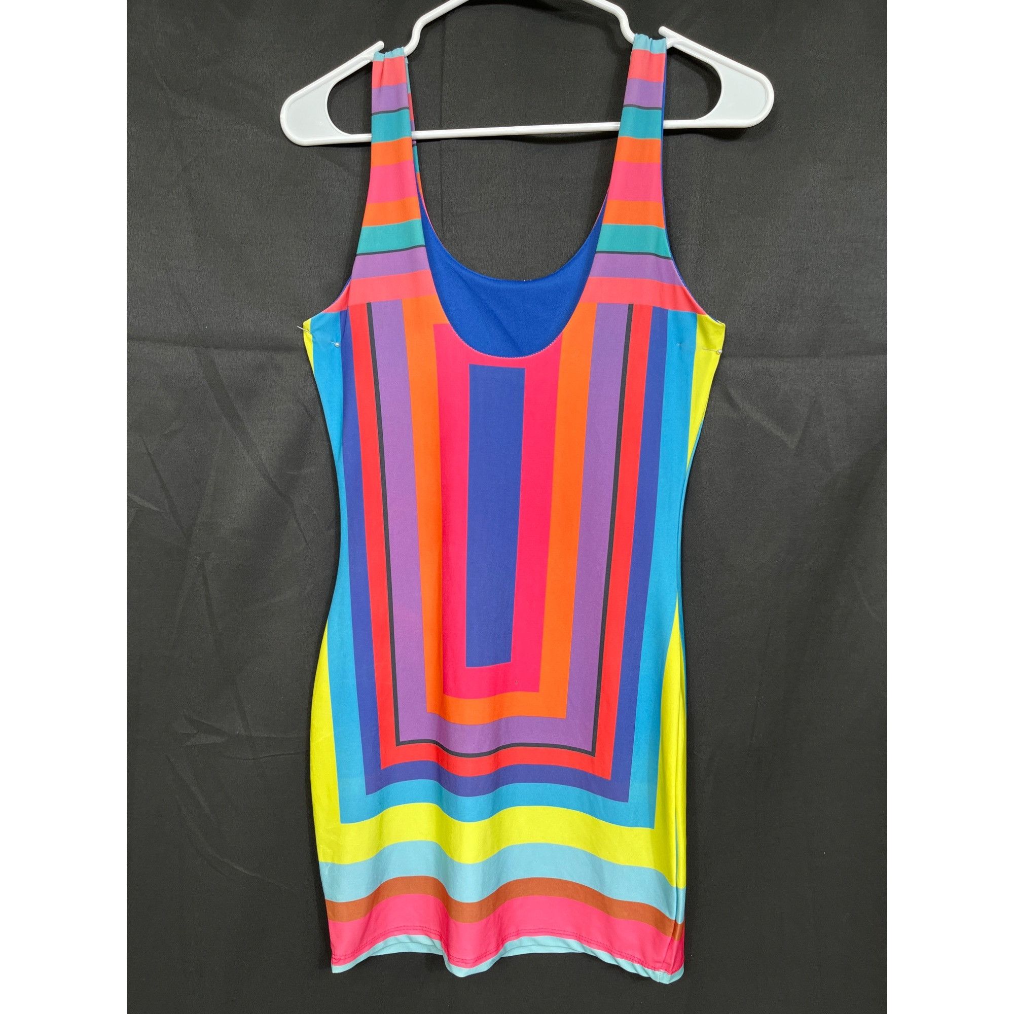 Designer Joyce Leslie SKU 7745 Colorful Striped Sleeveless Bodycon Dr Size S / US 4 / IT 40 - 2 Thumbnail