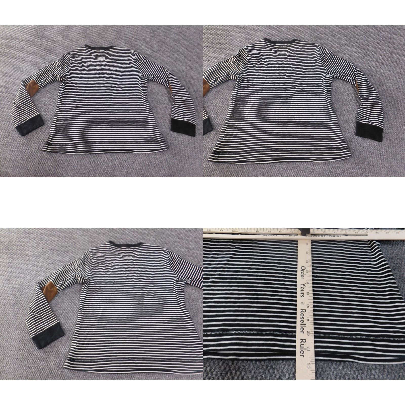 Ralph Lauren Lauren Ralph Lauren top Blouse long sleeve zip Crew neck cotton Black striped Women L Size L / US 10 / IT 46 - 8 Thumbnail
