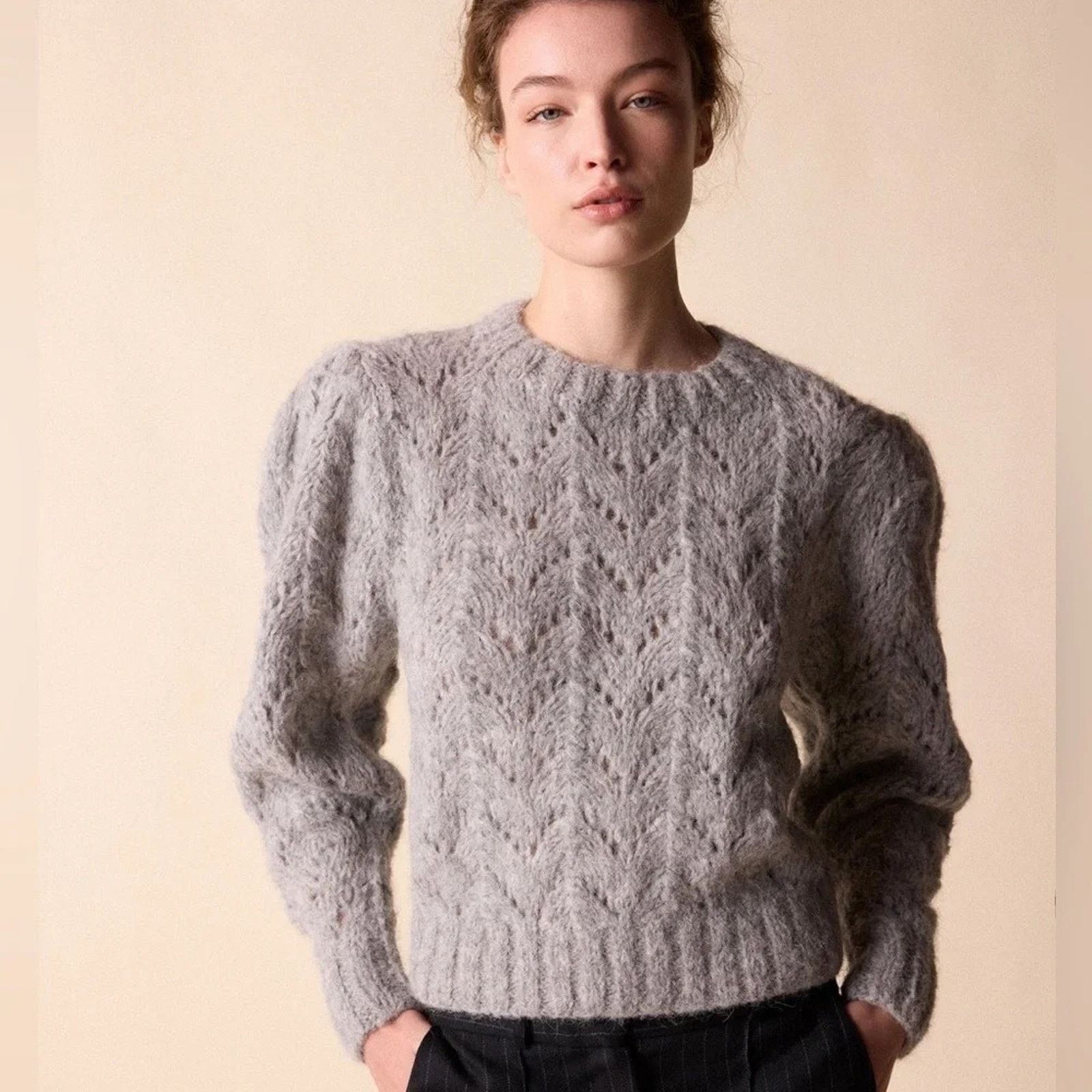 Designer New St.Roche Ivy Sweater Superfine Alpaca Pullover Grey L Size L / US 10 / IT 46 - 4 Thumbnail