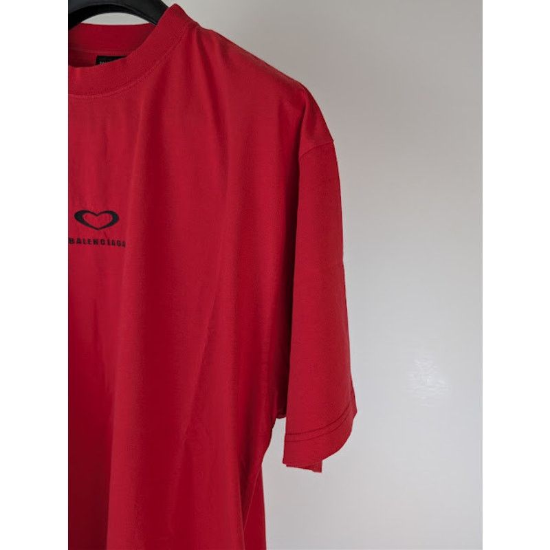 Balenciaga o1rshd1 Sweetheart Dry Jersey Medium Fit T-Shirt in Red Size US L / EU 52-54 / 3 - 6 Thumbnail