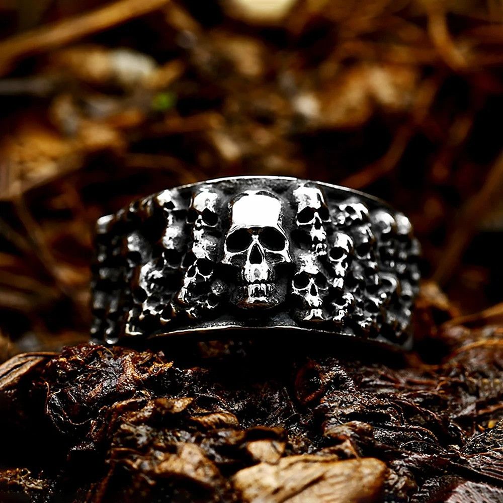 Jewelry Vintage Black Skull Ring Size ONE SIZE - 4 Thumbnail
