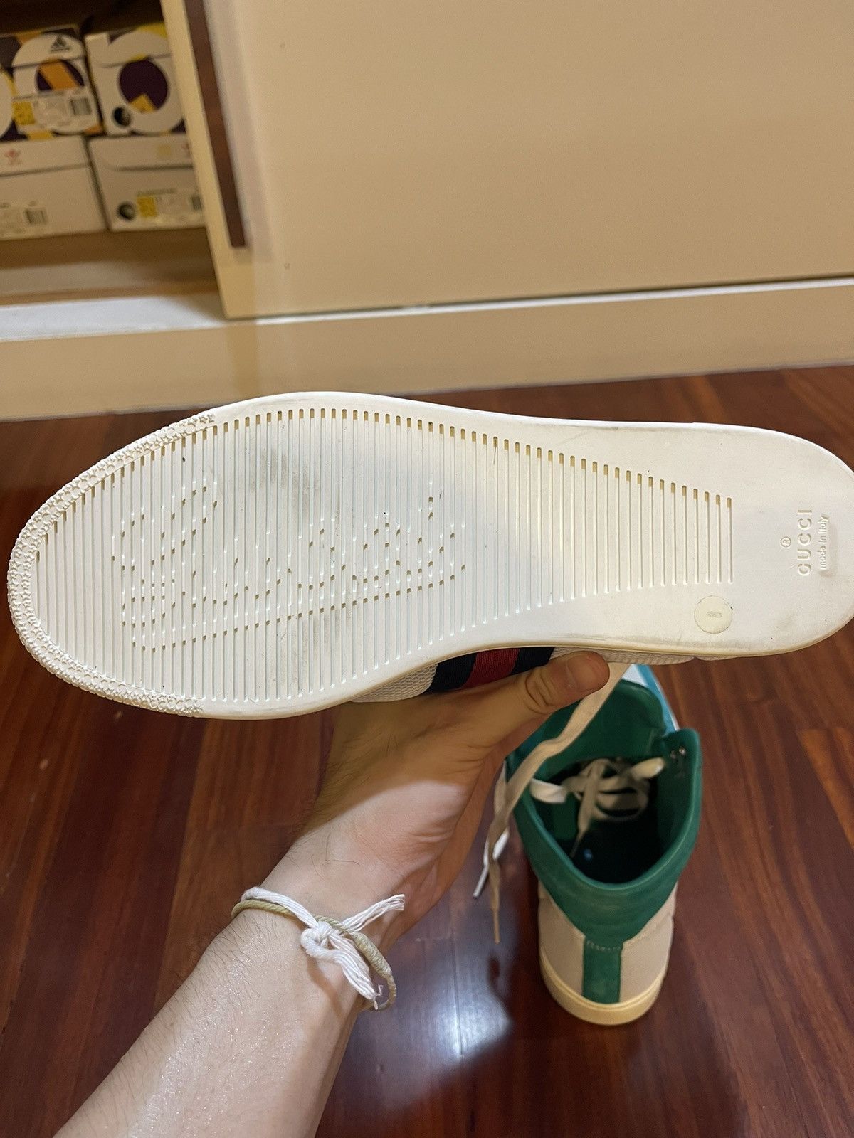 Gucci High Top Suede Mesh Green Size US 8.5 / EU 41-42 - 17 Thumbnail