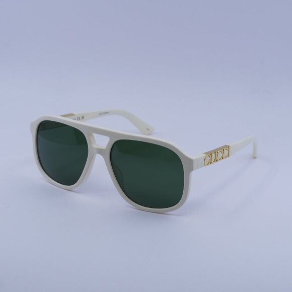 Gucci Gucci GG1188S 005 Sunglasses Ivory Aviator Frame, Green Size ONE SIZE - 1 Thumbnail