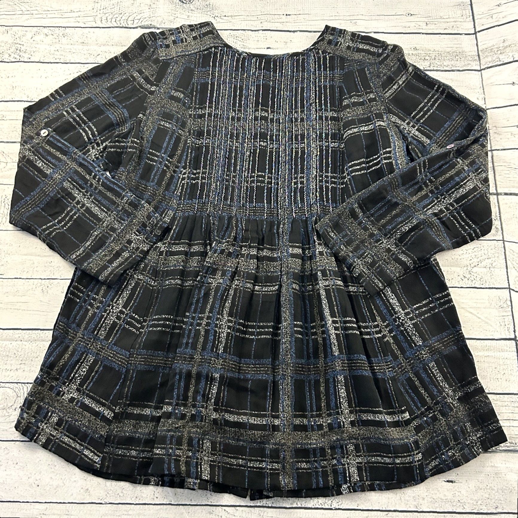 Soft Surroundings Soft Surroundings Beaded Long Sleeve Button Front Tunic Top Women's L Black Size L / US 10 / IT 46 - 6 Thumbnail