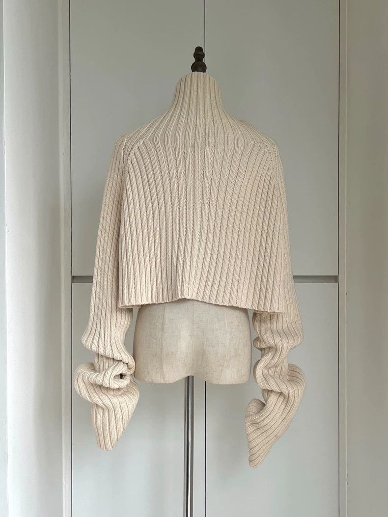 Y's Y's size 3 03ss Show Long Sleeve Cream Sweater Size M / US 6-8 / IT 42-44 - 3 Thumbnail