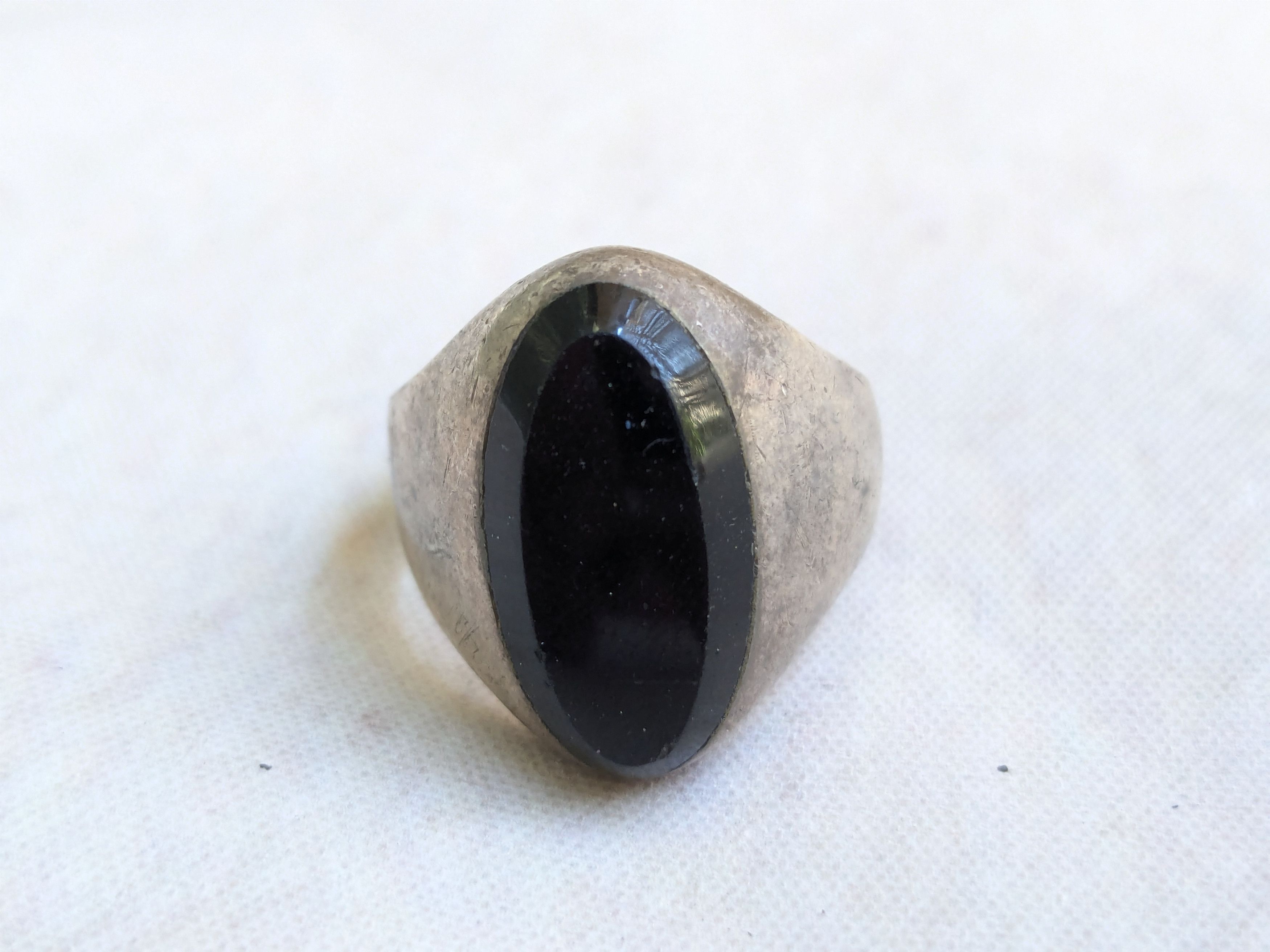 Jewelry Vintage Sterling Silver Ring Black Onyx 10.25 Taxco Mexico Size ONE SIZE - 3 Thumbnail