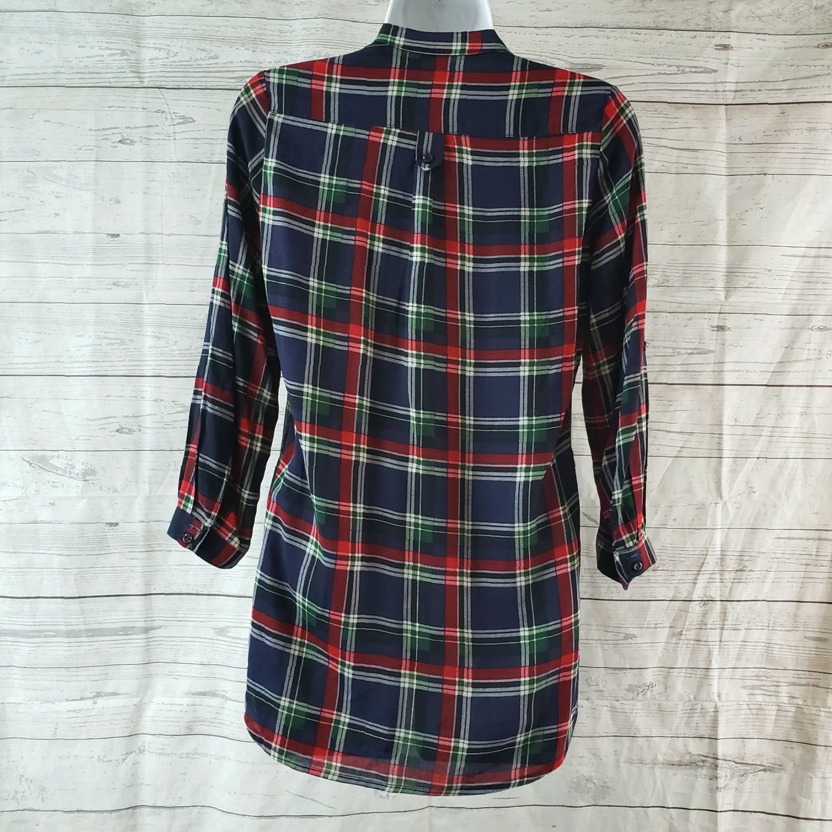 Other Market & Spruce Womens Popover Top XS Blue Plaid 3/4 Size XS / US 0-2 / IT 36-38 - 3 Thumbnail