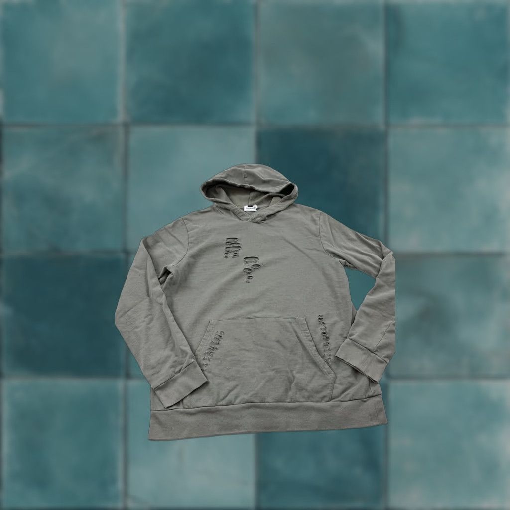 Topman Topman Hoodie Mens Medium Gray Distressed Pullover 100% Cotton Grunge Streetwear Size US M / EU 48-50 / 2 - 1 Thumbnail