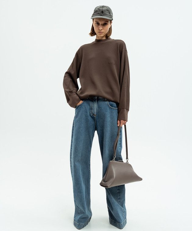 The Attico o1s22i1n1024 Waffle Long Sleeve T-Shirt in Dark Brown Size S / US 4 / IT 40 - 2 Thumbnail