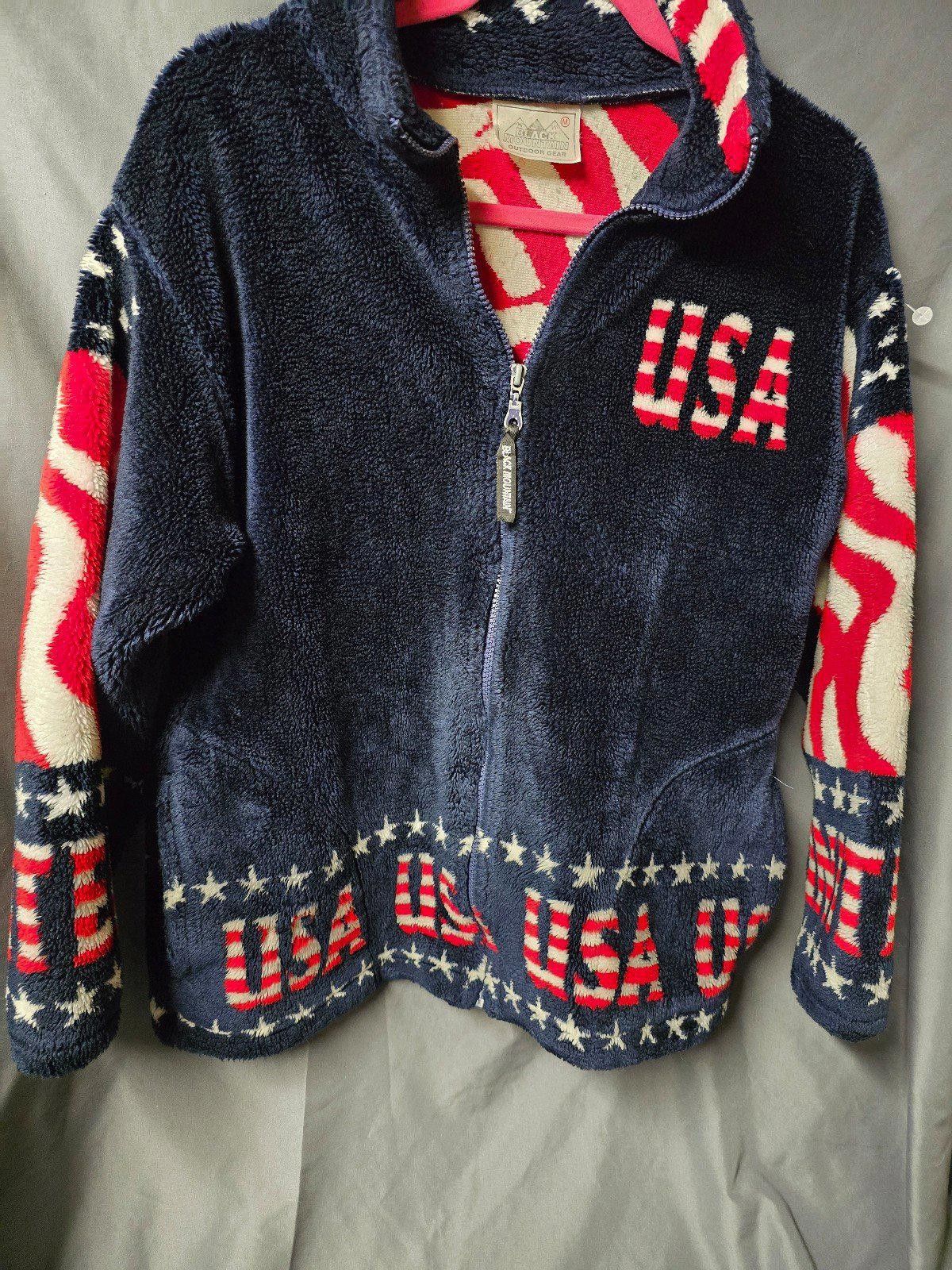 Other Black Mountain USA Flag Jacket Womens L Plush Fleece RARE Size L / US 10 / IT 46 - 4 Thumbnail