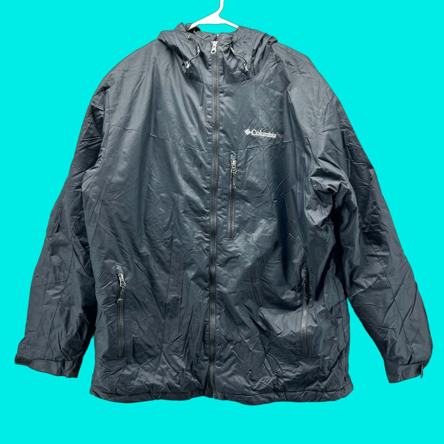 Vintage Columbia Jacket Mens XL Black Thermal Hooded Full Zip Windbreaker Vintage Size US XL / EU 56 / 4 - 1 Thumbnail