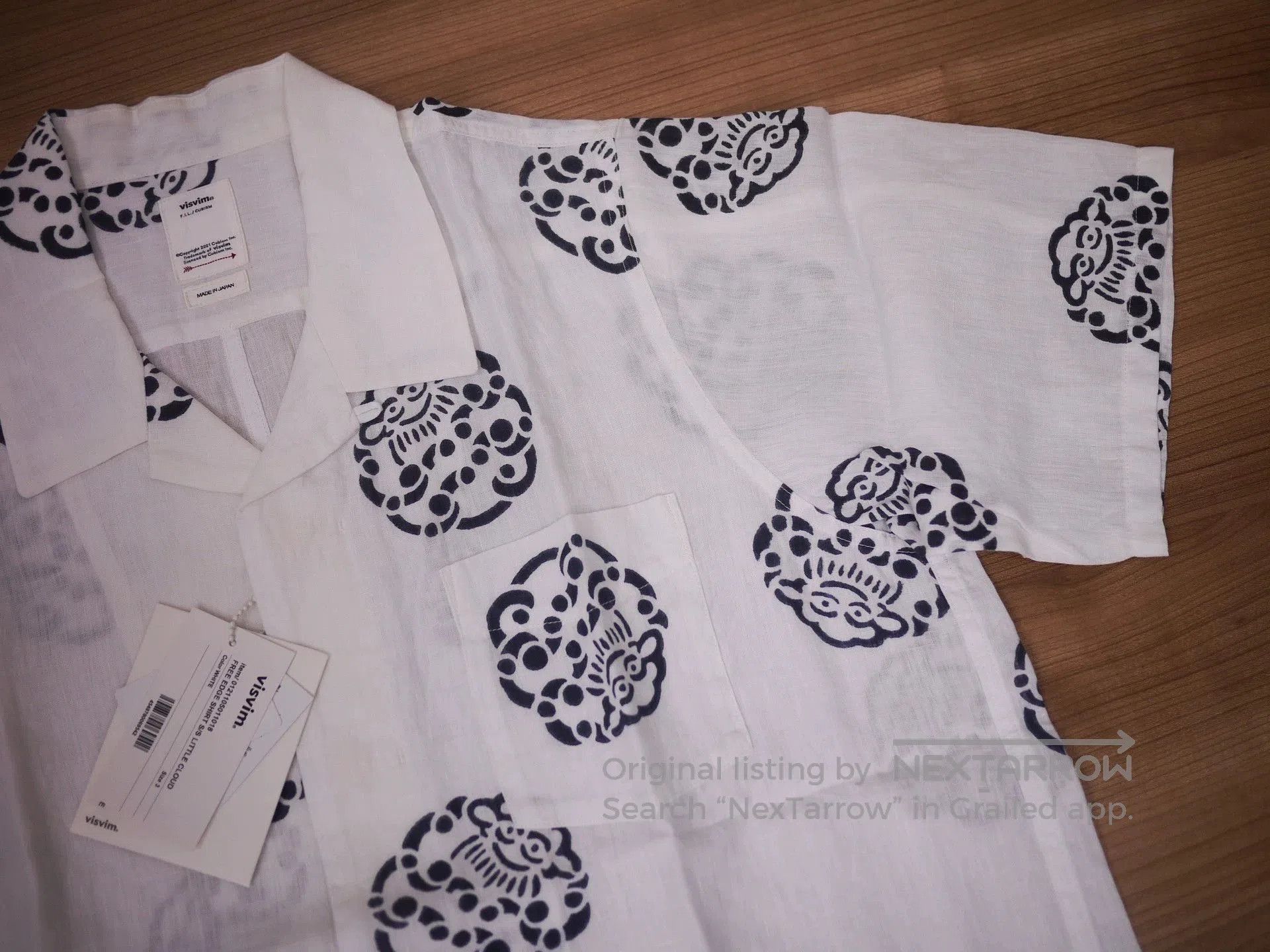 Visvim White Short-Sleeve Button-Up Shirt with Patterns. Size US L / EU 52-54 / 3 - 3 Thumbnail