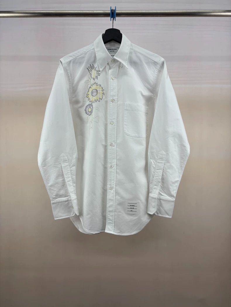 Thom Browne Thom Browne Floral embroidered white shirt Size US M / EU 48-50 / 2 - 1 Thumbnail
