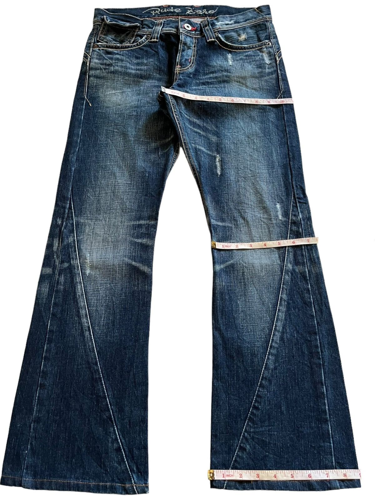 Edwin Vintage Japanese Edwin Flared Buckle Back Distressed Jeans Size 32" / US 10 / IT 46 - 13 Thumbnail