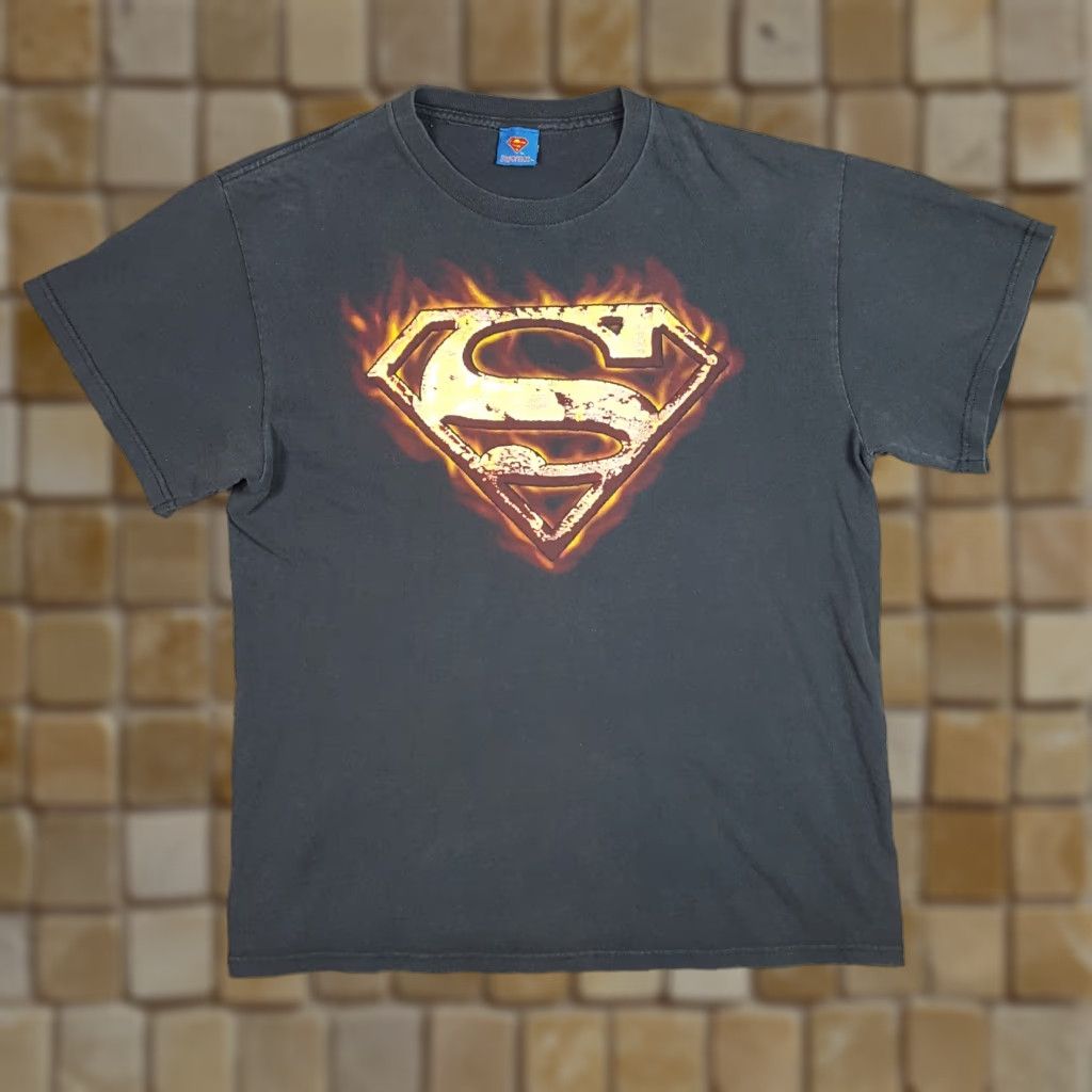 DC Comics VINTAGE DC Superman T-Shirt Mens Large Black Retro Cartoon Comics 90s Y2K Grunge Size US L / EU 52-54 / 3 - 1 Thumbnail