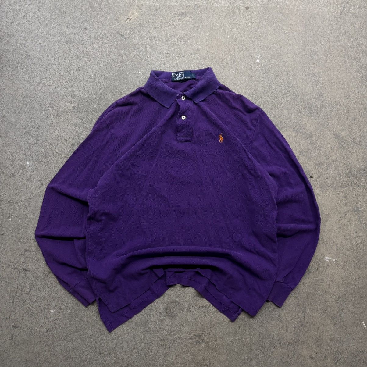 Vintage 90s Y2K Polo Ralph Lauren Purple Long Sleeve Polo