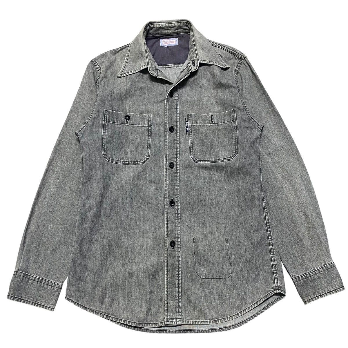Blue Blue Japan vintage Blue Blue Japan Denim Work Shirt Charcoal Faded Size US S / EU 44-46 / 1 - 1 Thumbnail