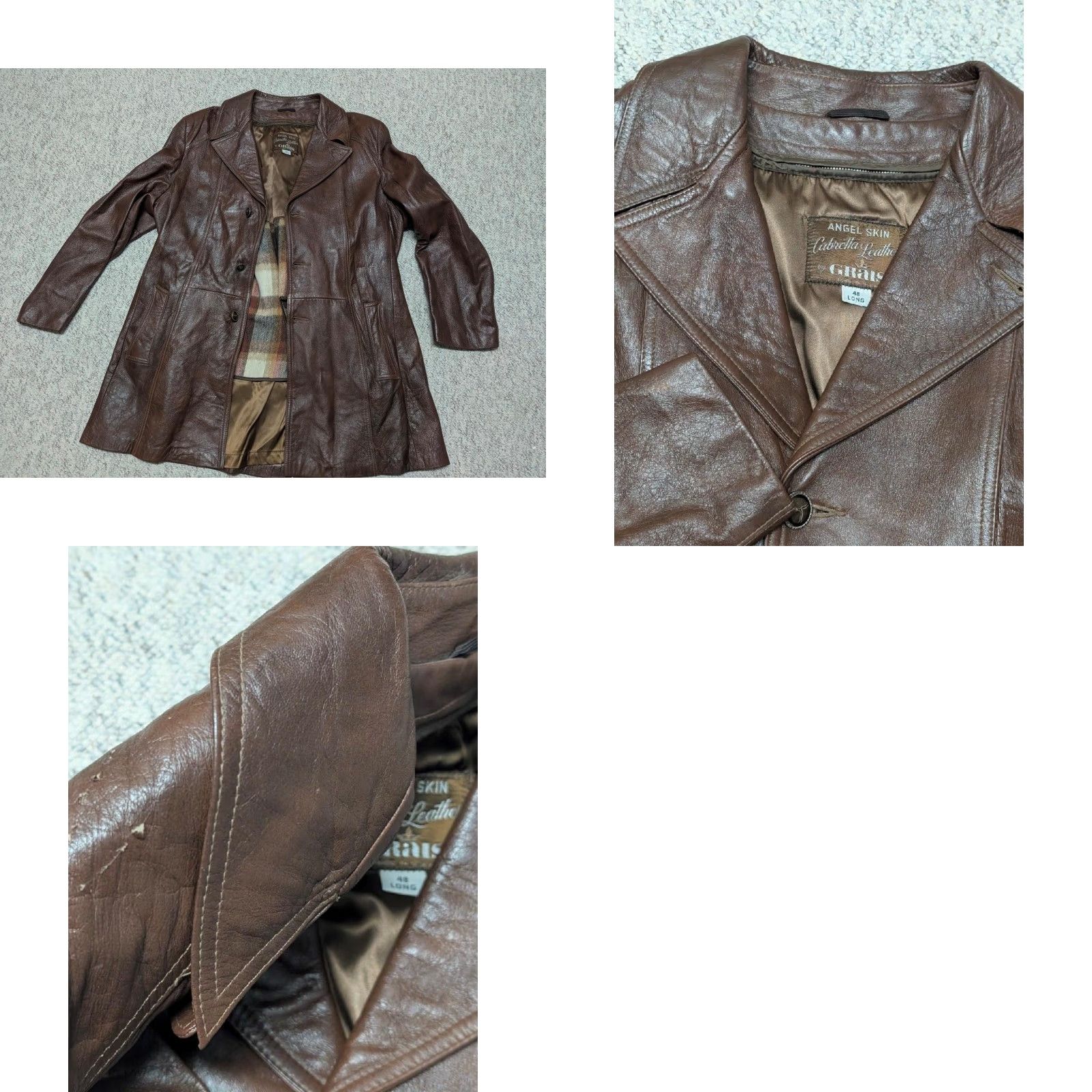 Skin VINTAGE Grais leather overcoat 48L 2XL brown Mens Coat Size US XXL / EU 58 / 5 - 8 Thumbnail