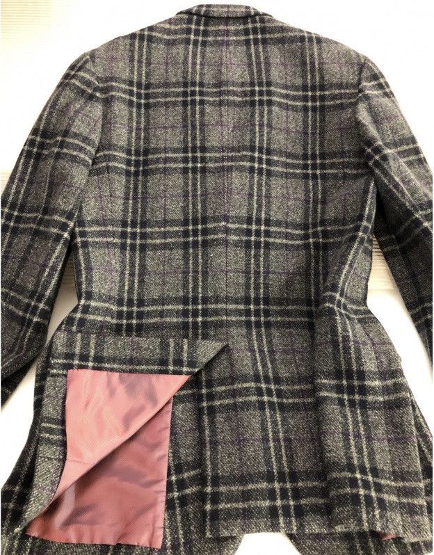 Yohji Yamamoto YYPH 🇯🇵 grey wool fall check side pleated coat 4 NEW Size 42R - 8 Thumbnail
