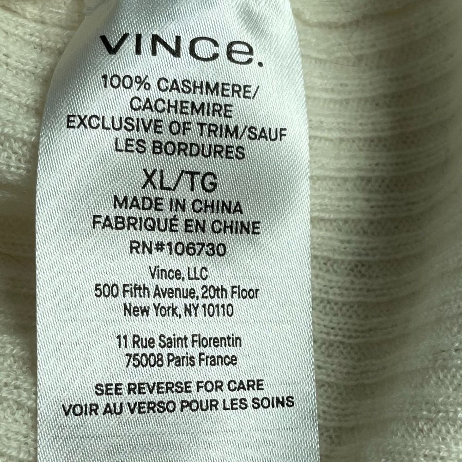 Vince V-Neck Slim Rib Cashmere Sweater from VINCE Size XL / US 12-14 / IT 48-50 - 8 Thumbnail