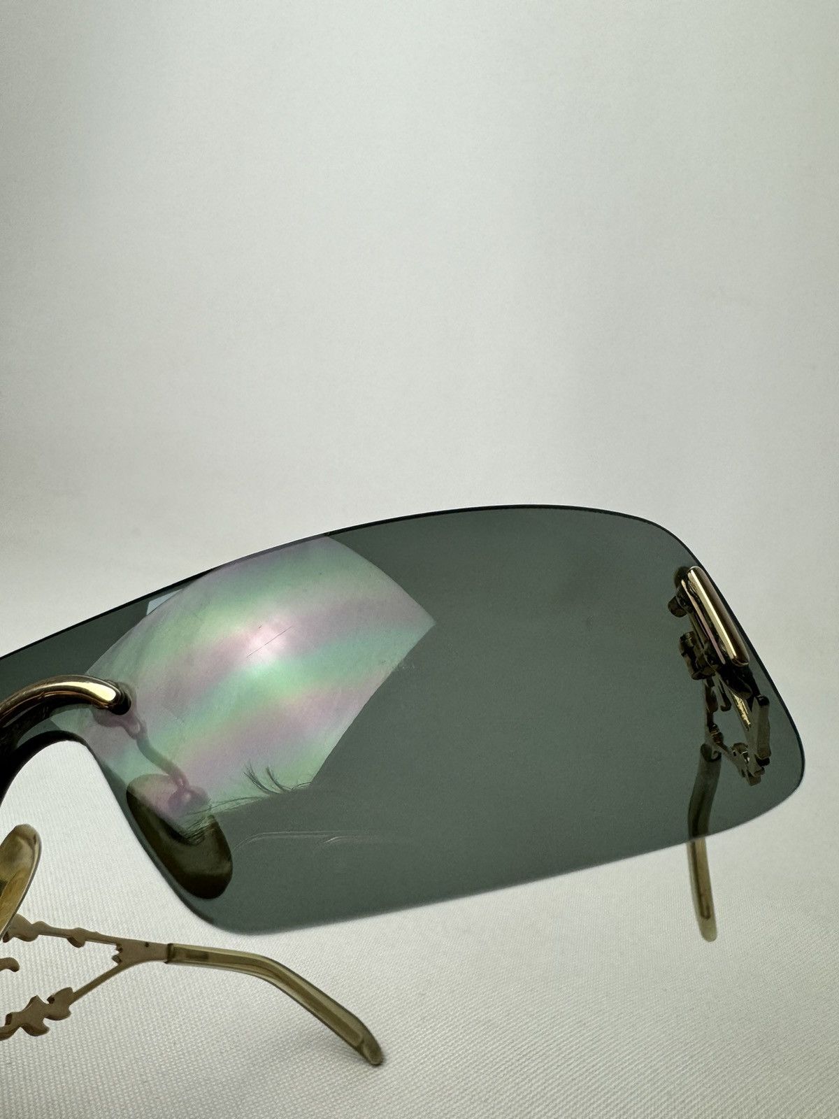Dior Dior FIRE 40A0J Gold Plated Rhinestone Shield Sunglasses Size ONE SIZE - 12 Thumbnail