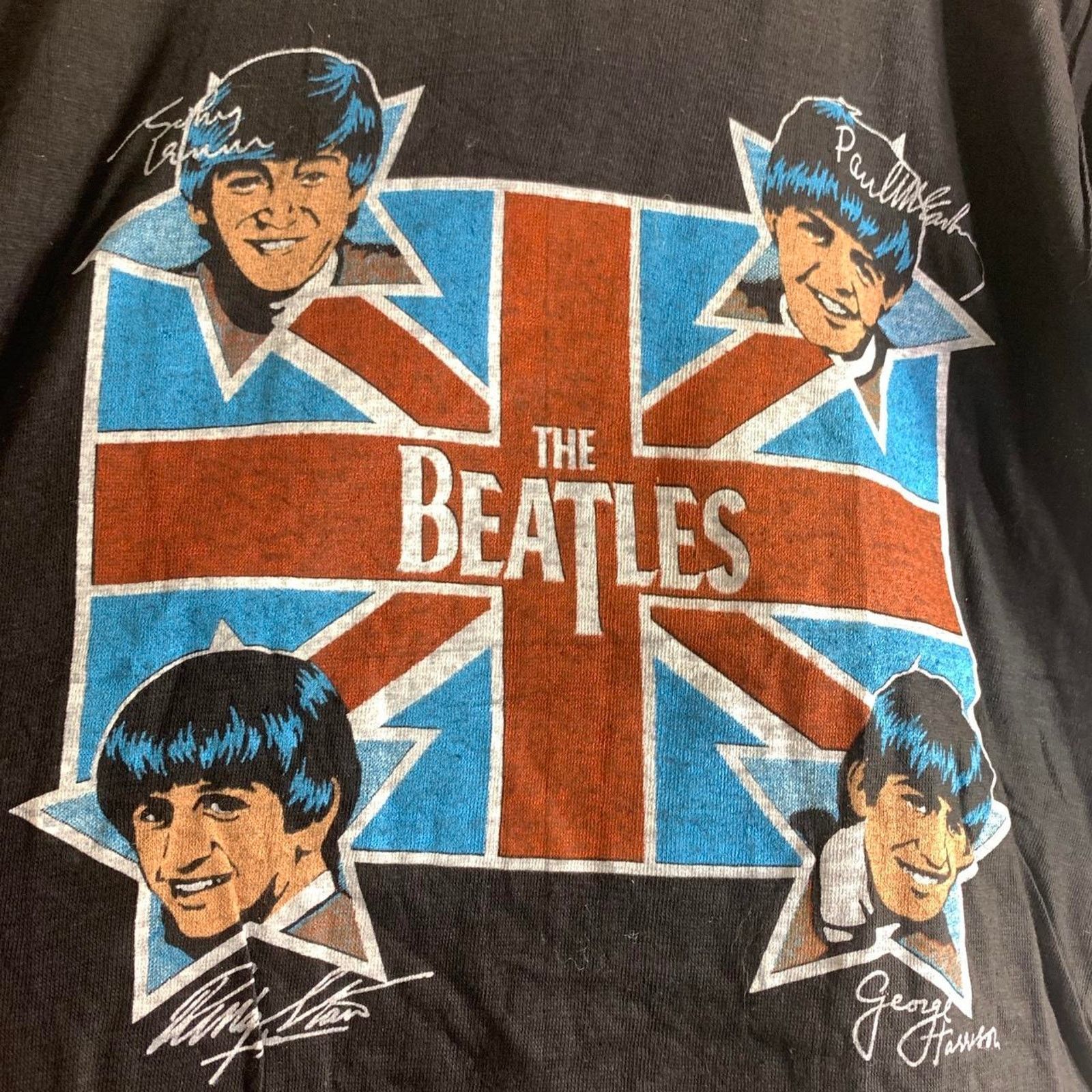 Vintage 70’s THE BEATLES Band British Flag single stitch tee shirt M Size US M / EU 48-50 / 2 - 1 Thumbnail