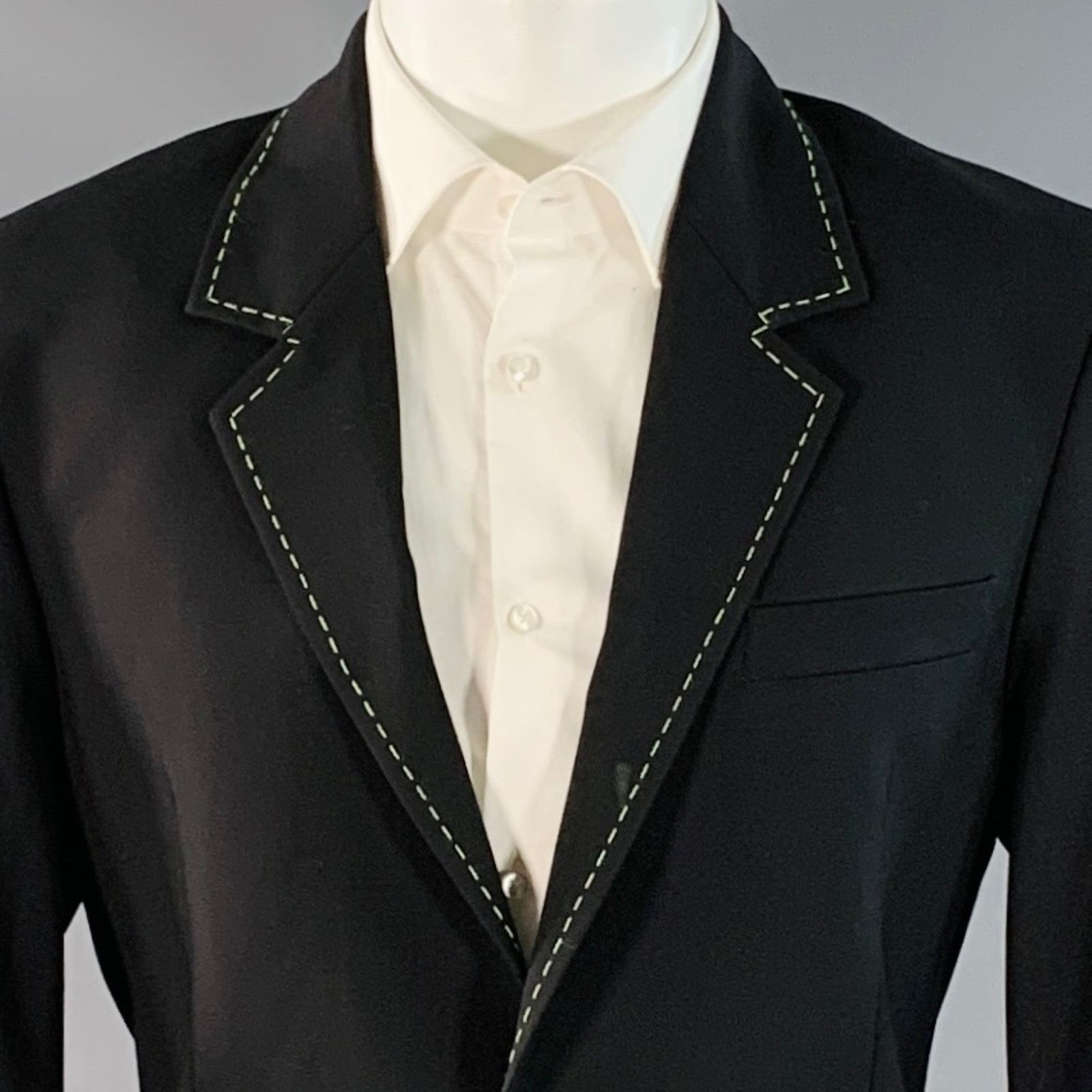 MSGM MSGM Size 34 Contrast Stitch Wool Notch Lapel Sport Coat Size 34R - 2 Thumbnail