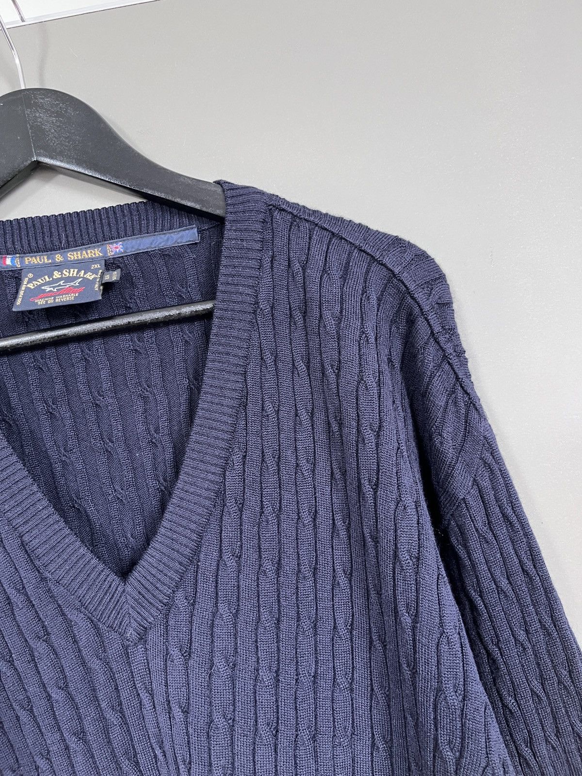 Paul & Shark Paul & Shark Heavy Knit V-neck Wool Navy Blue Sweater Size US XXL / EU 58 / 5 - 8 Thumbnail