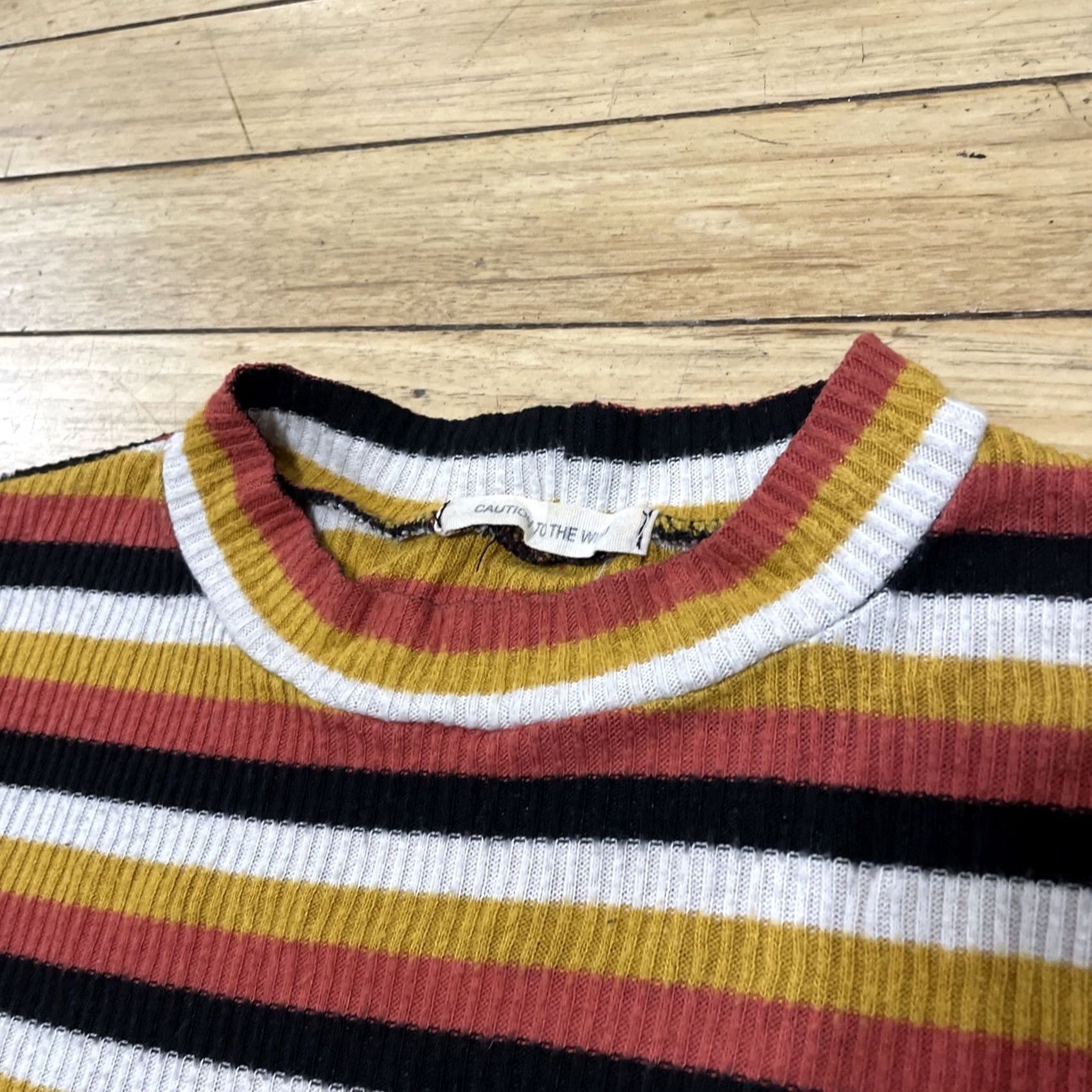Vintage Caution to the wind Sweater Women S Brown Orange Hippie 70s Made USA Boho Pile Knit Stripe Vintage Pullover Size S Mens Womens Girls Boys Size S / US 4 / IT 40 - 5 Thumbnail
