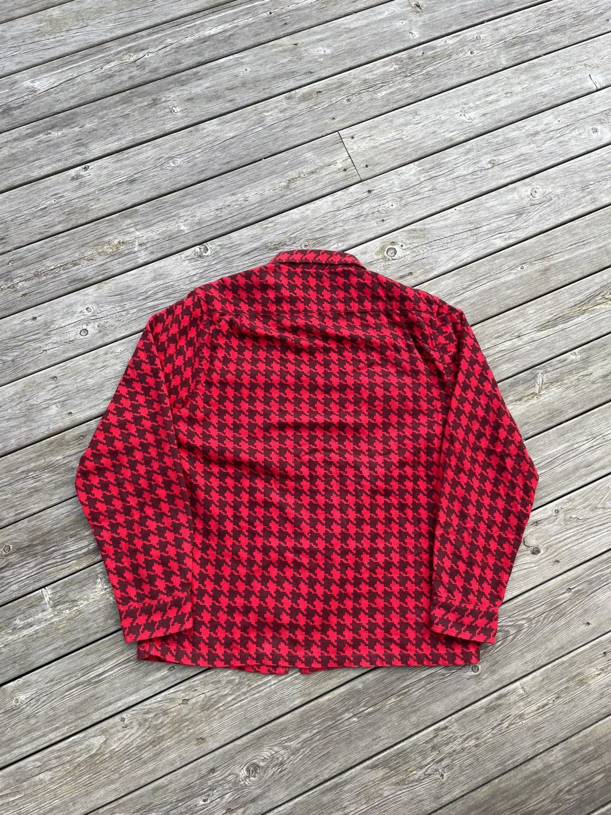 Supreme Supreme Houndstooth Flannel Zip Up Shirt FW18 Red Size Large Size US L / EU 52-54 / 3 - 12 Thumbnail