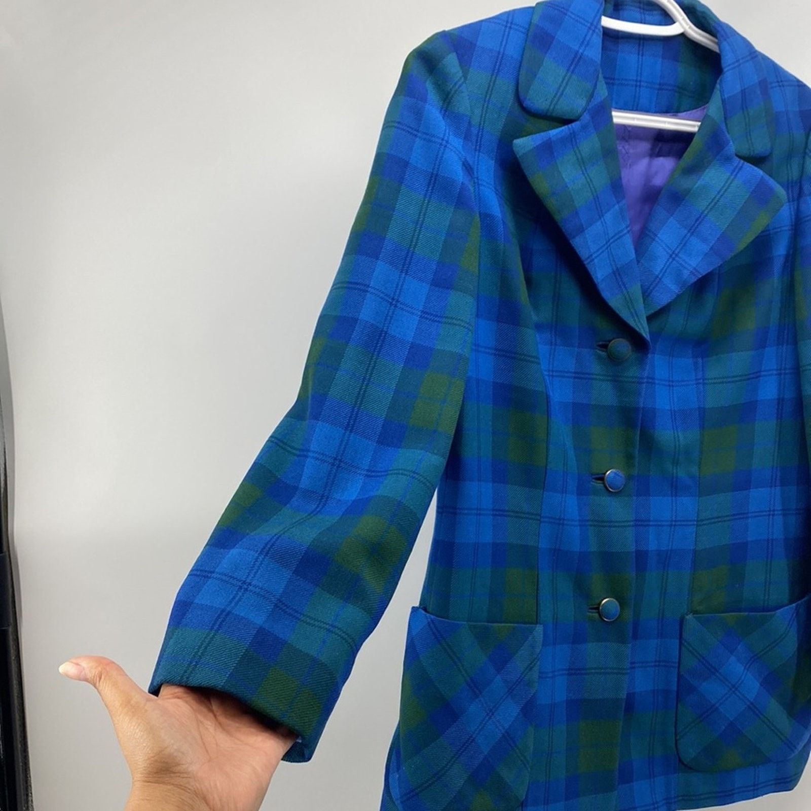 Vintage Vintage Al Jean wool plaid fitted blazer 80s academia size S Size S / US 4 / IT 40 - 5 Thumbnail