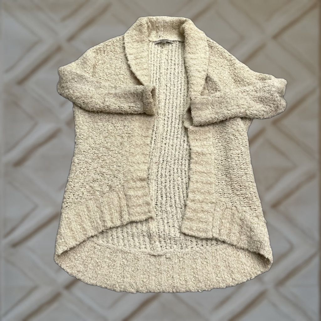 Guess GUESS Open-Knit Cardigan Sweater Womens Small Beige 100% Acetate Solid Knit All Seasons Casual Travel Workwear Womens Size S / US 4 / IT 40 - 1 Thumbnail