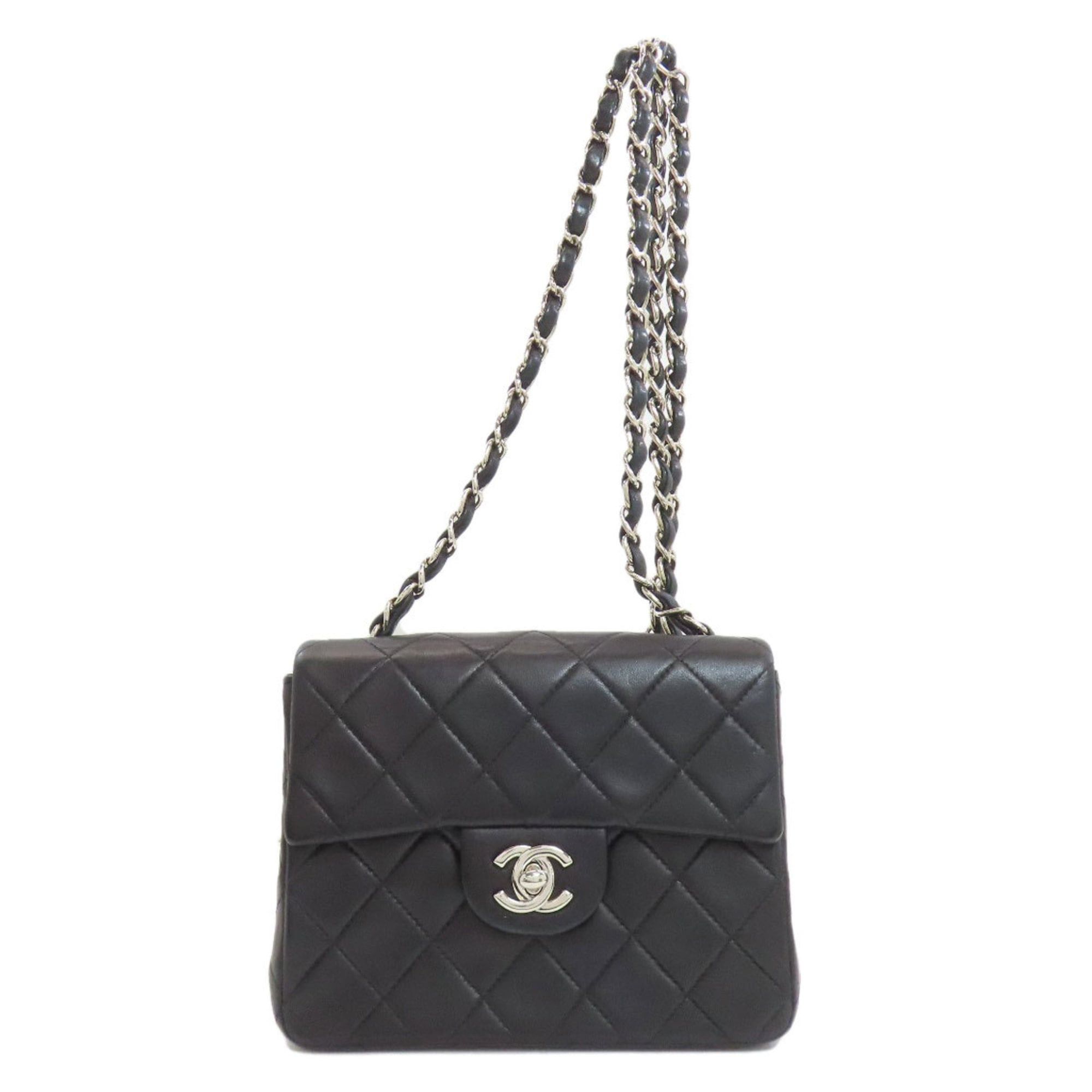 Chanel Matelasse Chain Shoulder Bag with Silver Hardware Lambskin Women's CHANEL