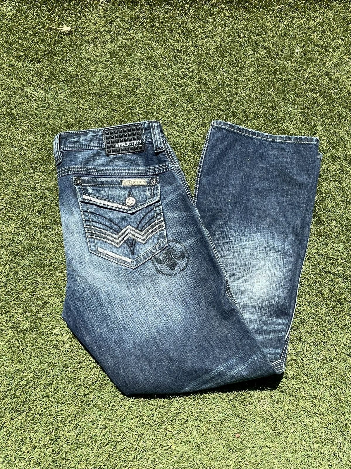 Affliction Vintage Affliction Copper Boot Cut Washed Blue Jeans Size 36 Size US 36 / EU 52 - 14 Thumbnail