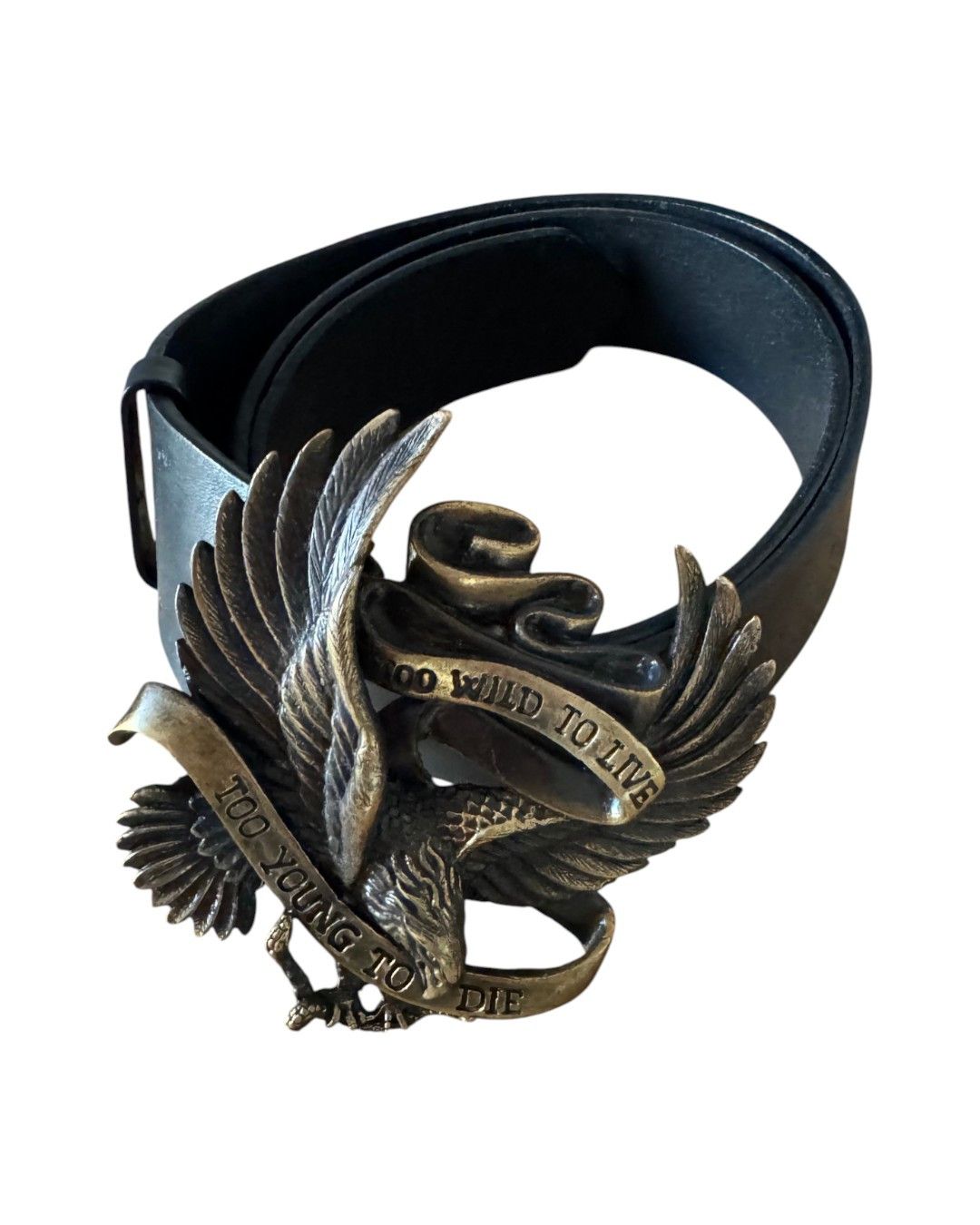 Roberto Cavalli TOO WILD TO LIVE TOO YOUNG TO DIE LEATHER BELT Size 28 - 2 Thumbnail